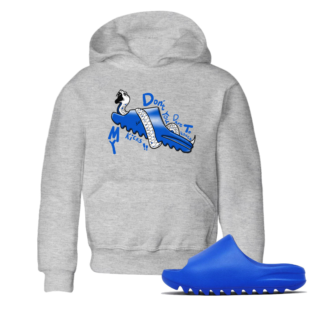 Yeezy Slide Azure shirts to match jordans Don't Touch My Kicks sneaker match tees Yeezy Slide Azure Drip Gear Zone streetwear brand Baby and Youth Heather Grey 1 cotton tee