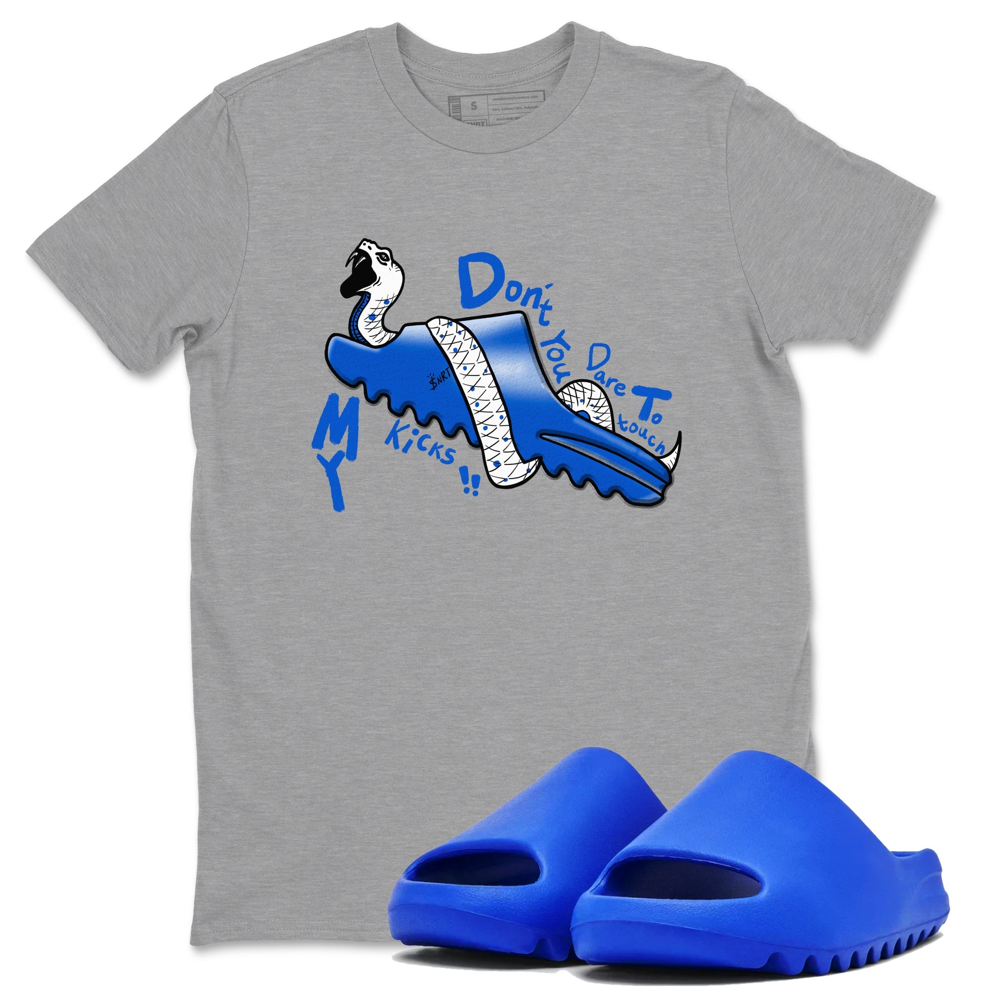 Yeezy Slide Azure shirts to match jordans Don't Touch My Kicks sneaker match tees Yeezy Slide Azure Drip Gear Zone streetwear brand Heather Grey 1 unisex cotton tee