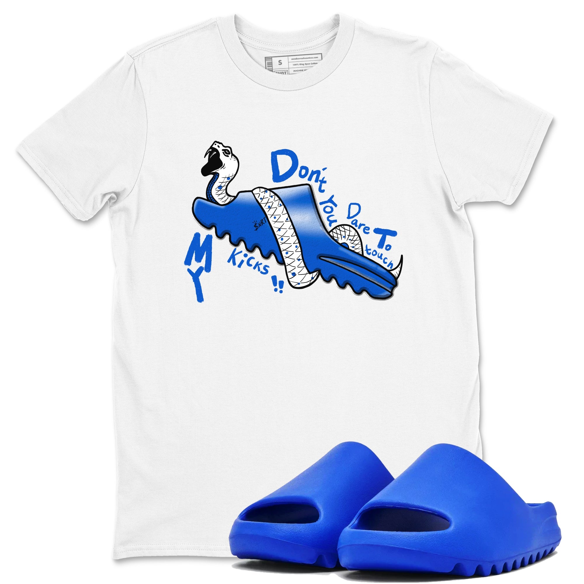 Yeezy Slide Azure shirts to match jordans Don't Touch My Kicks sneaker match tees Yeezy Slide Azure Drip Gear Zone streetwear brand White 1 unisex cotton tee
