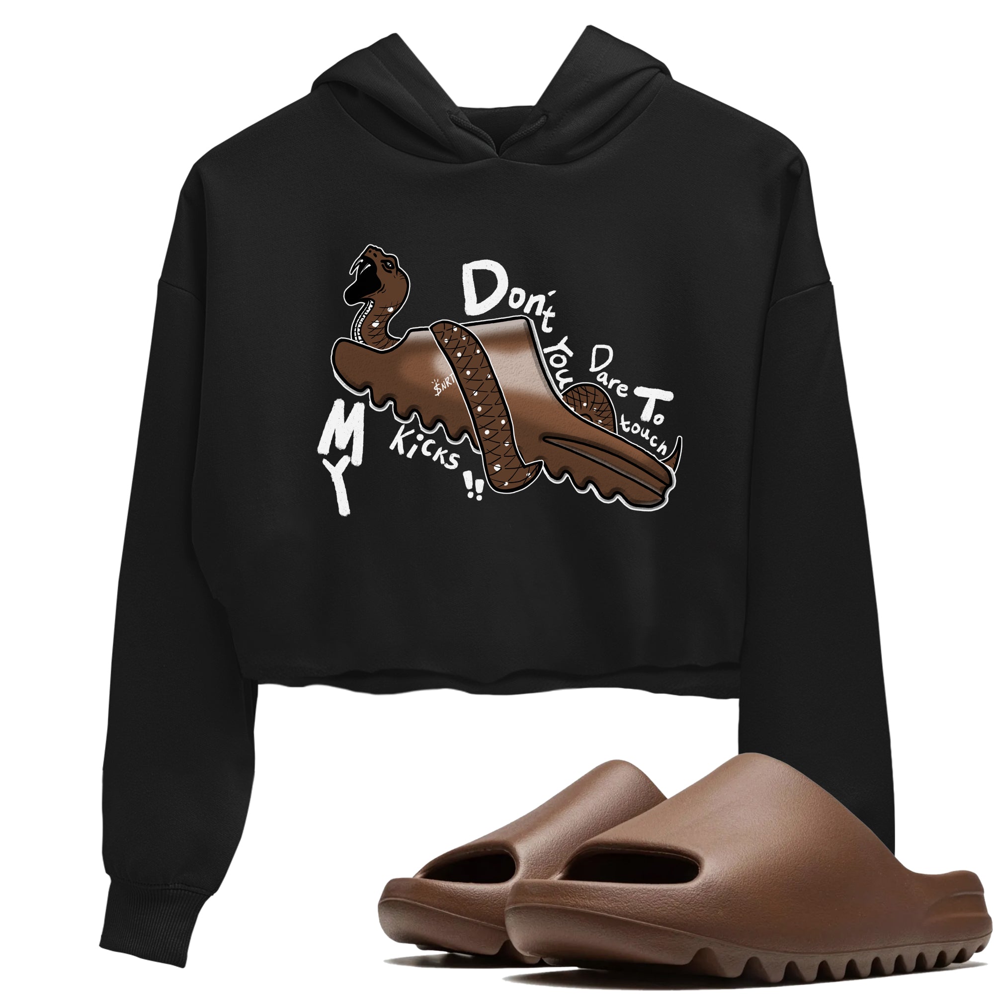 Yeezy Slide Flax shirts to match jordans Don't Touch My Kicks sneaker match tees Yeezy Slide Flax Drip Gear Zone streetwear brand Black 1 crop tee