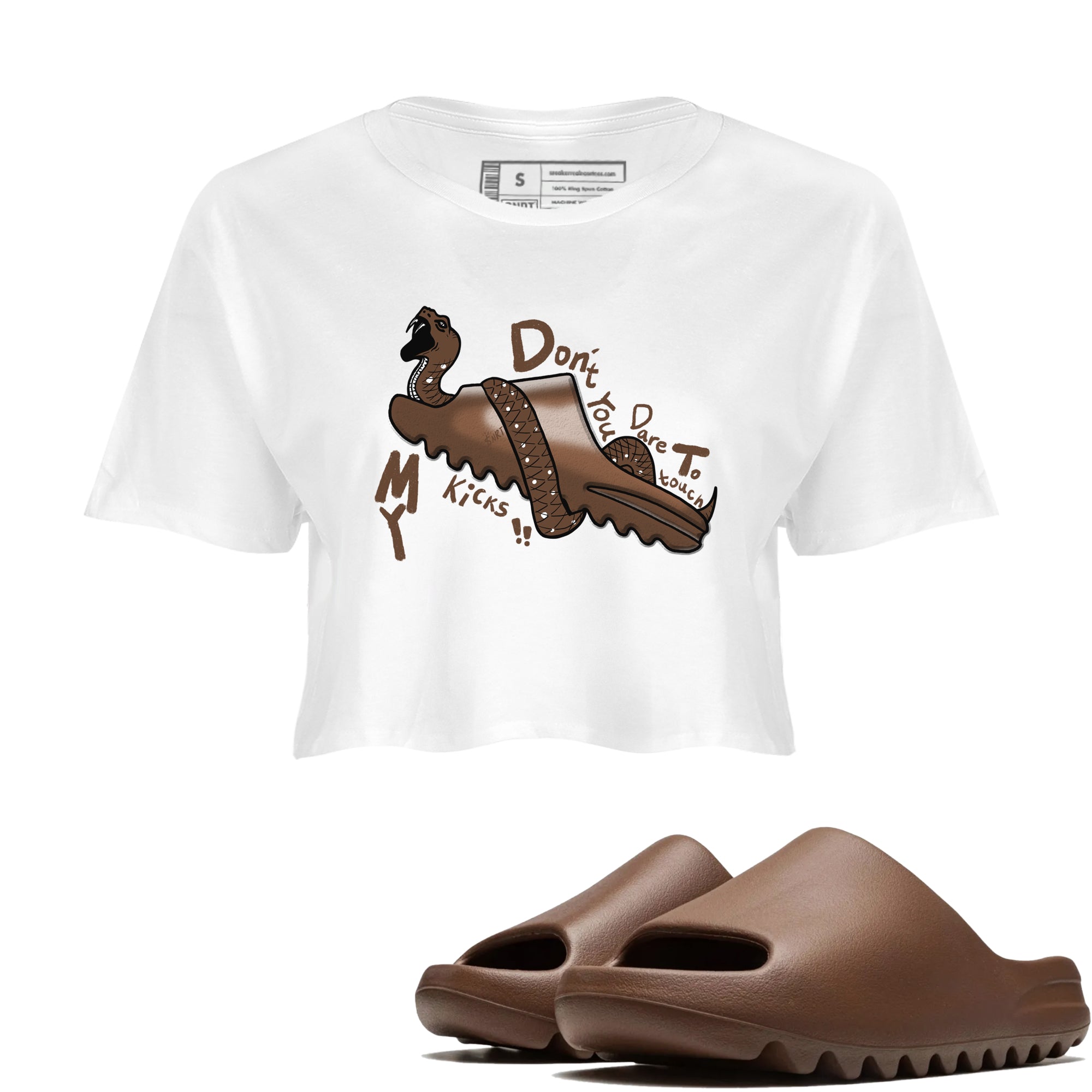 Yeezy Slide Flax shirts to match jordans Don't Touch My Kicks sneaker match tees Yeezy Slide Flax Drip Gear Zone streetwear brand White 1 crop tee