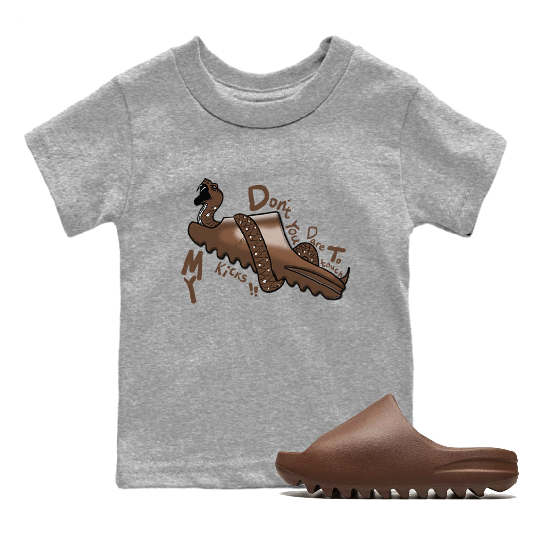 Yeezy Slide Flax shirts to match jordans Don't Touch My Kicks sneaker match tees Yeezy Slide Flax Drip Gear Zone streetwear brand Baby and Youth Heather Grey 1 cotton tee