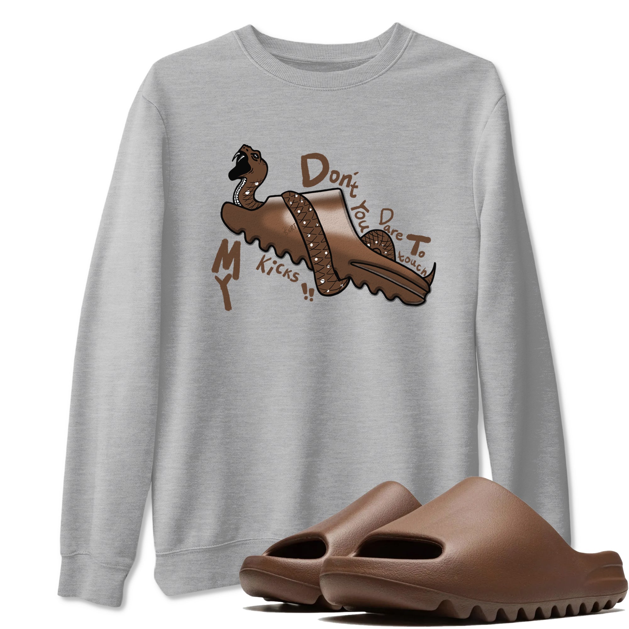 Yeezy Slide Flax shirts to match jordans Don't Touch My Kicks sneaker match tees Yeezy Slide Flax Drip Gear Zone streetwear brand Heather Grey 1 unisex cotton tee