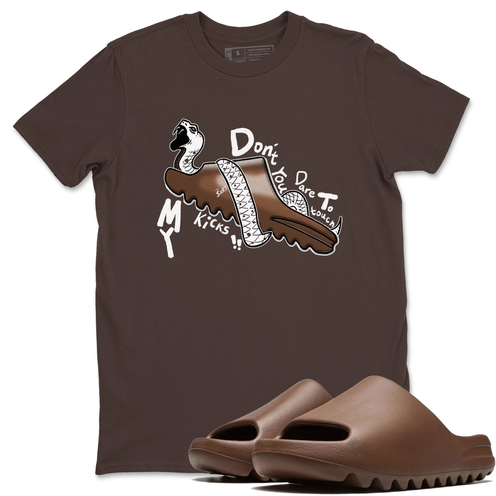 Yeezy Slide Flax shirts to match jordans Don't Touch My Kicks sneaker match tees Yeezy Slide Flax Drip Gear Zone streetwear brand Dark Chocolate 1 unisex cotton tee