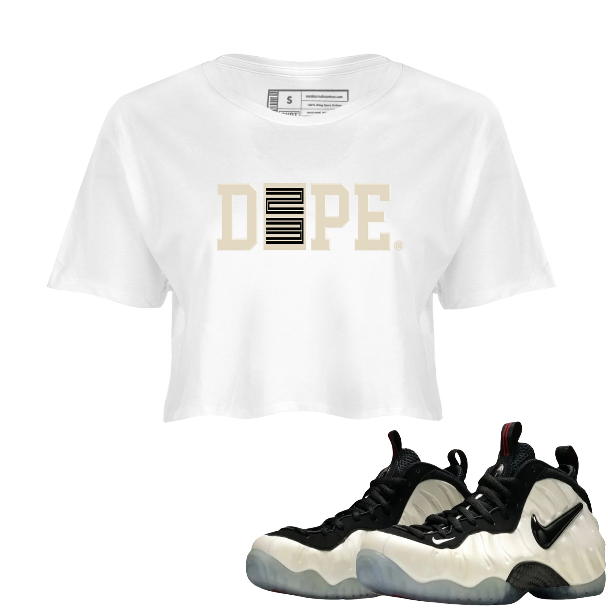 Sneaker Threads  Sneaker Tees To Match Air Foamposite One Pearl  Dope 23 Crop Tee White 1. Perfect for Jordan releases 2025 colorways.