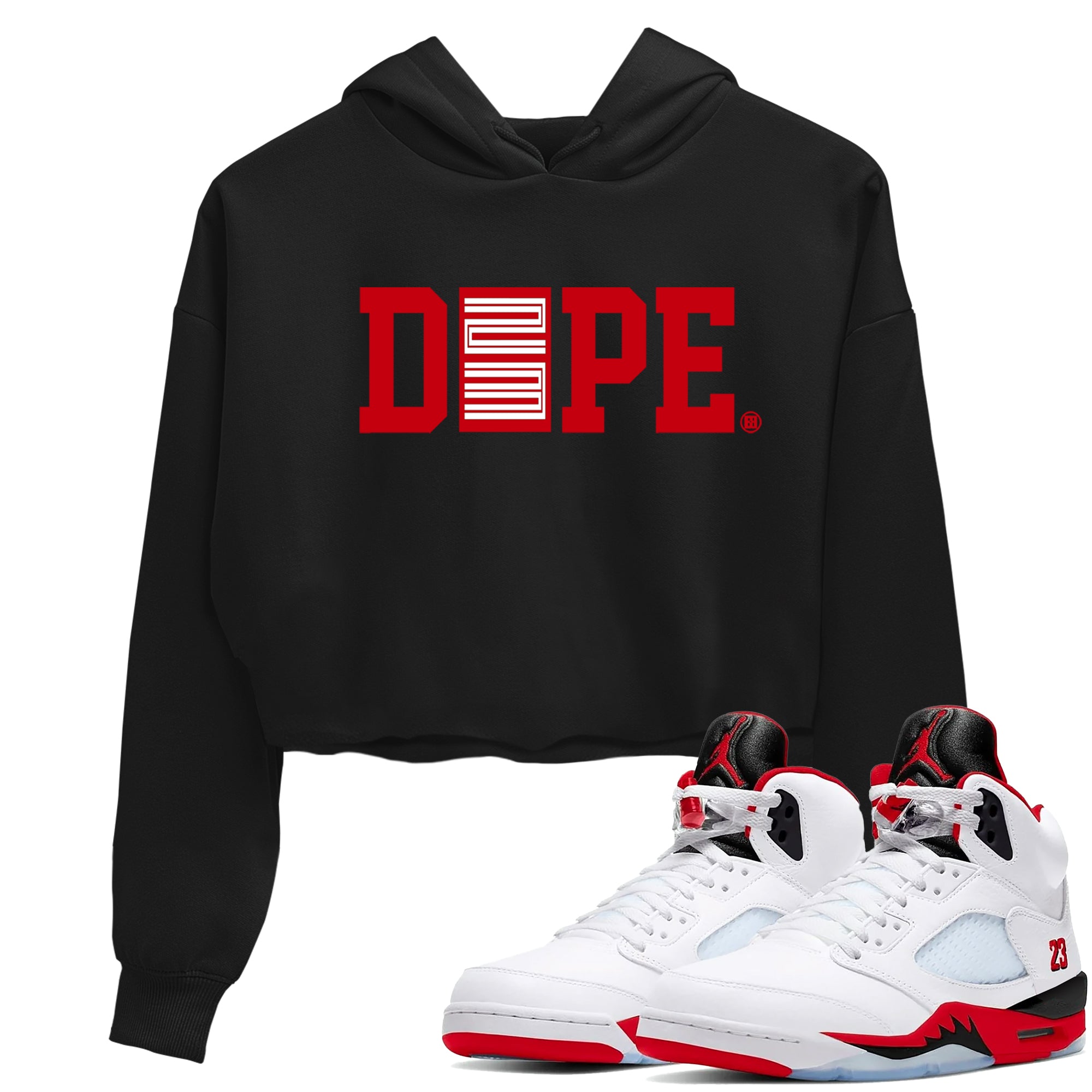 Sneaker match tees  Sneaker Tees To Match Air Jordan 5 Fire Red Shoes  Dope 23 Crop T-Shirt Black 1