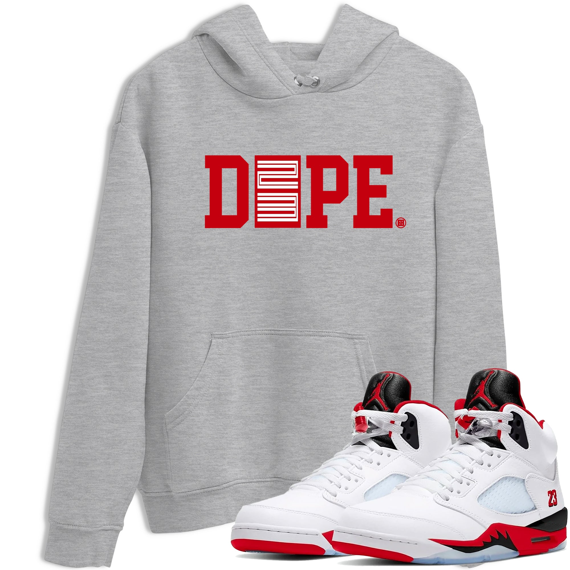 Sneaker match tees  Sneaker Tees To Match Air Jordan 5 Fire Red Shoes  Dope 23 Tee Heather Grey 1