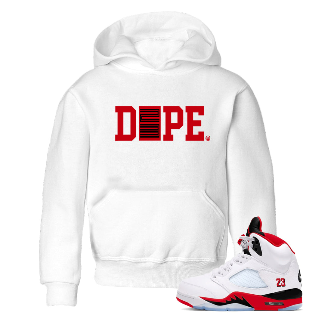 Sneaker match tees  Sneaker Tees To Match Air Jordan 5 Fire Red Shoes  Dope 23 Kids T-Shirt White 1