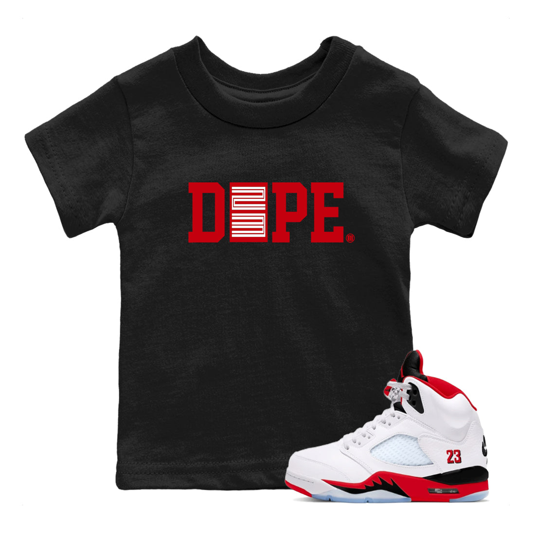 Sneaker match tees  Sneaker Tees To Match Air Jordan 5 Fire Red Shoes  Dope 23 Kids T-Shirt Black 1
