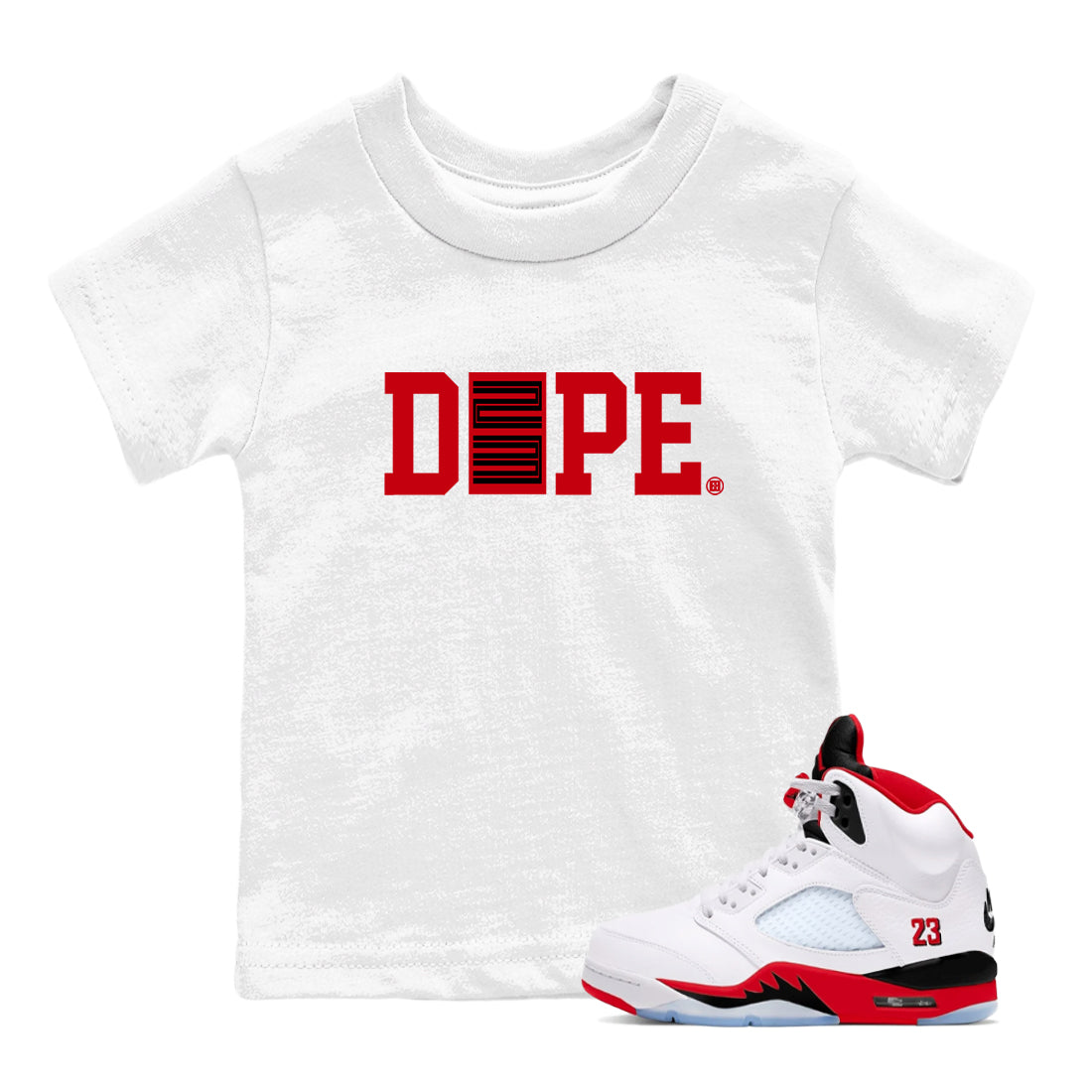 Sneaker match tees  Sneaker Tees To Match Air Jordan 5 Fire Red Shoes  Dope 23 Kids T-Shirt White 1