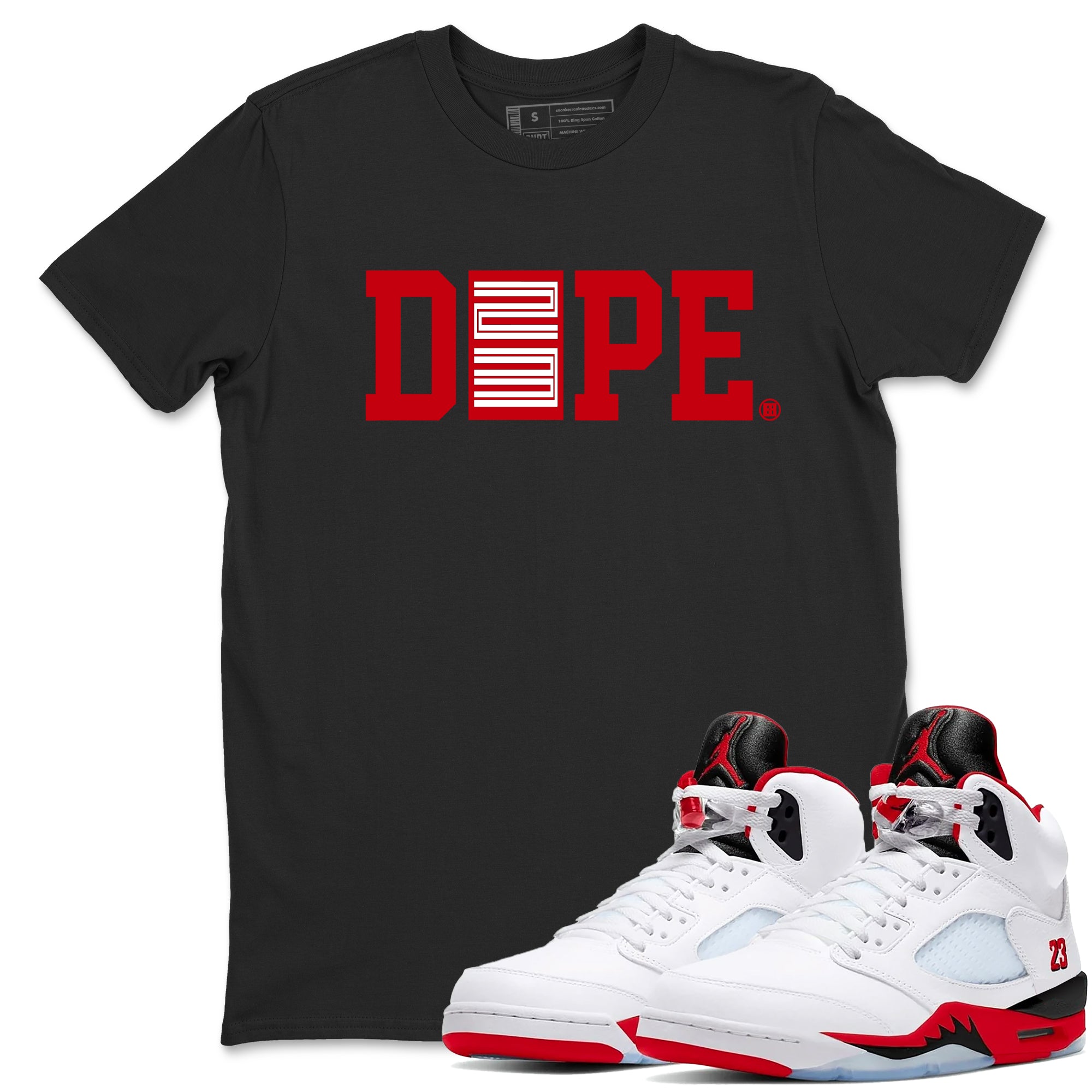 Sneaker match tees  Sneaker Tees To Match Air Jordan 5 Fire Red Shoes  Dope 23 Tee Black 1