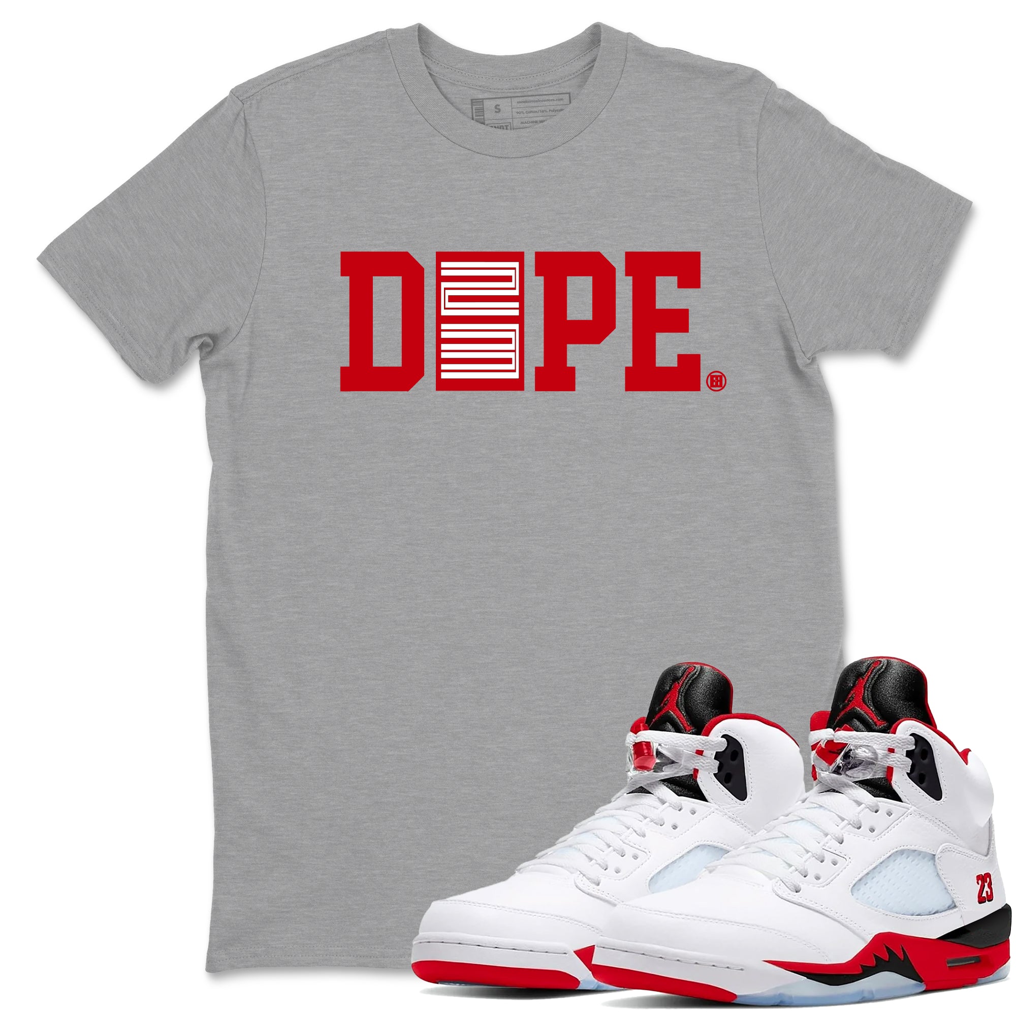 Sneaker match tees  Sneaker Tees To Match Air Jordan 5 Fire Red Shoes  Dope 23 Tee Heather Grey 1