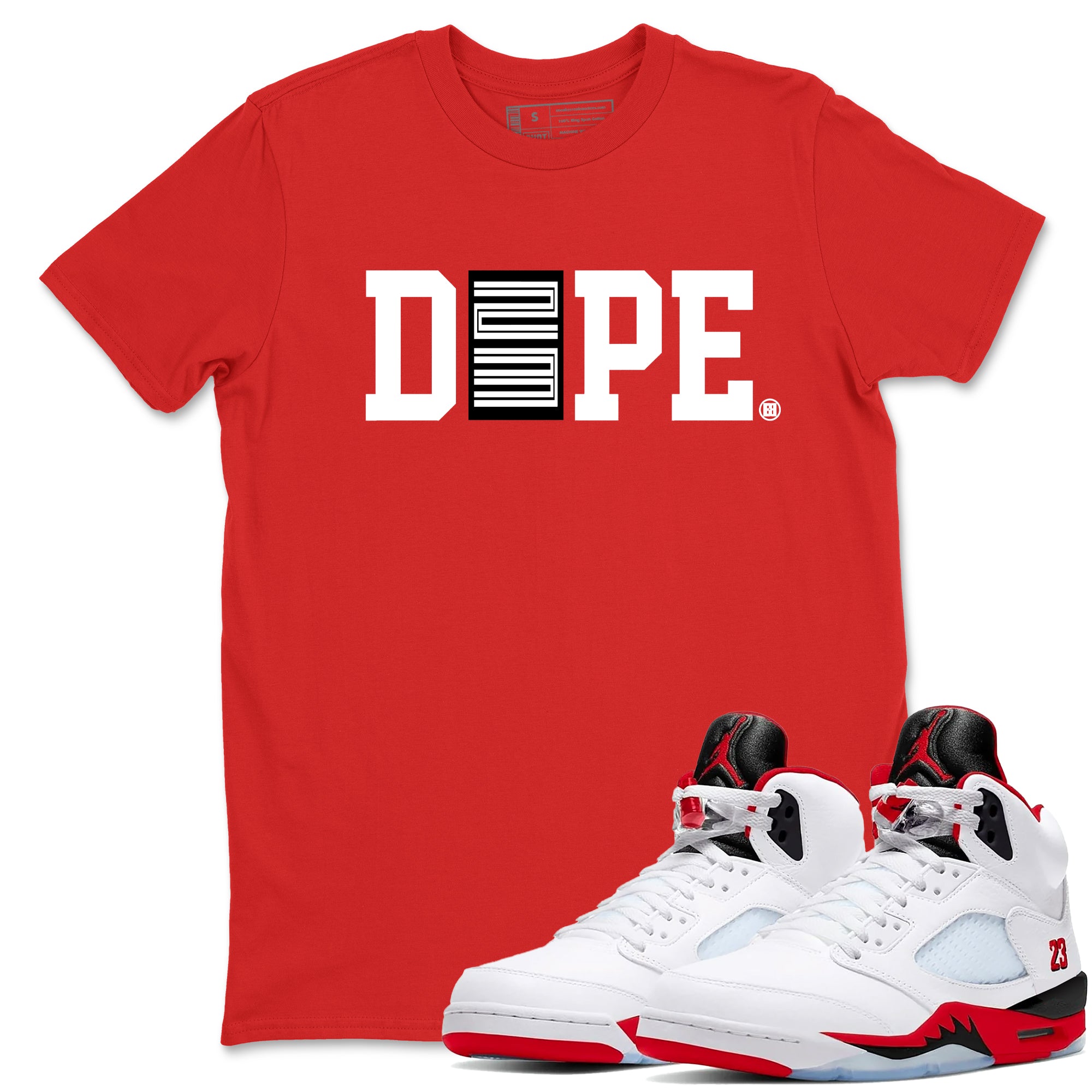 Sneaker match tees  Sneaker Tees To Match Air Jordan 5 Fire Red Shoes  Dope 23 Tee Red 1