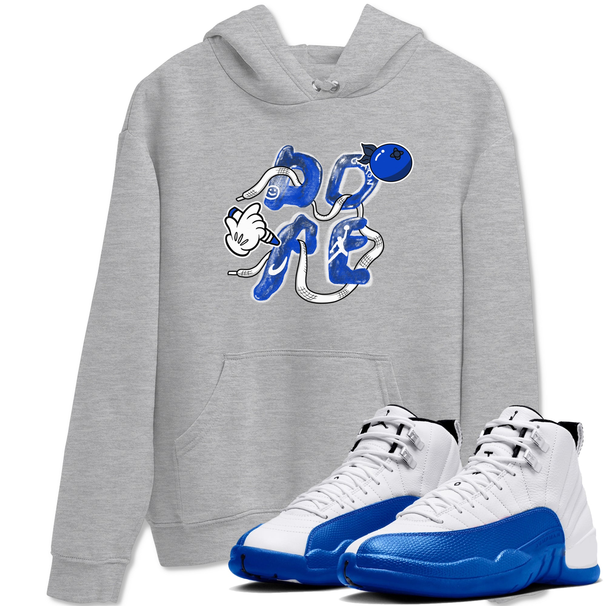 12s Blueberry shirts to match jordans Dope sneaker match tees Air Jordan 12 Blueberry Drip Gear Zone unisex cotton Heather Grey 1 crew neck shirts