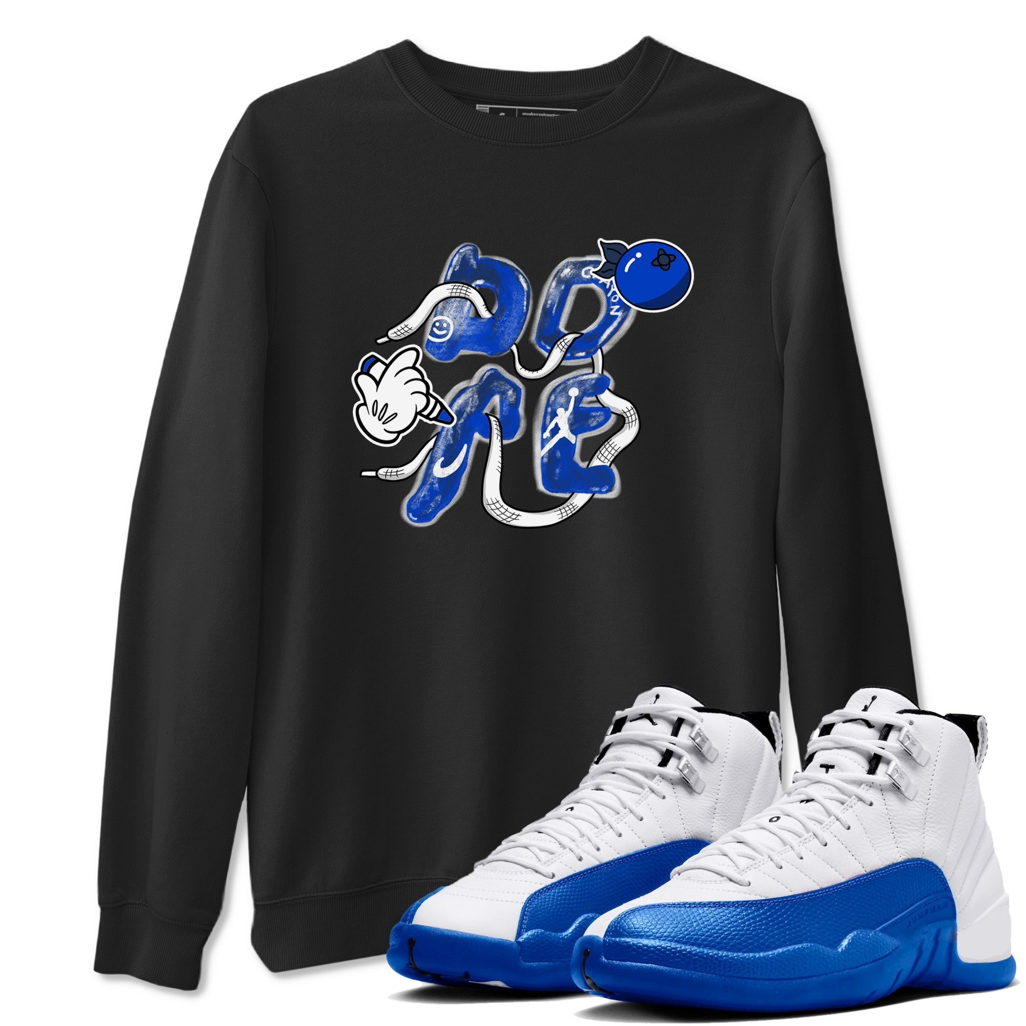 12s Blueberry shirts to match jordans Dope sneaker match tees Air Jordan 12 Blueberry Drip Gear Zone unisex cotton Black 1 crew neck shirts