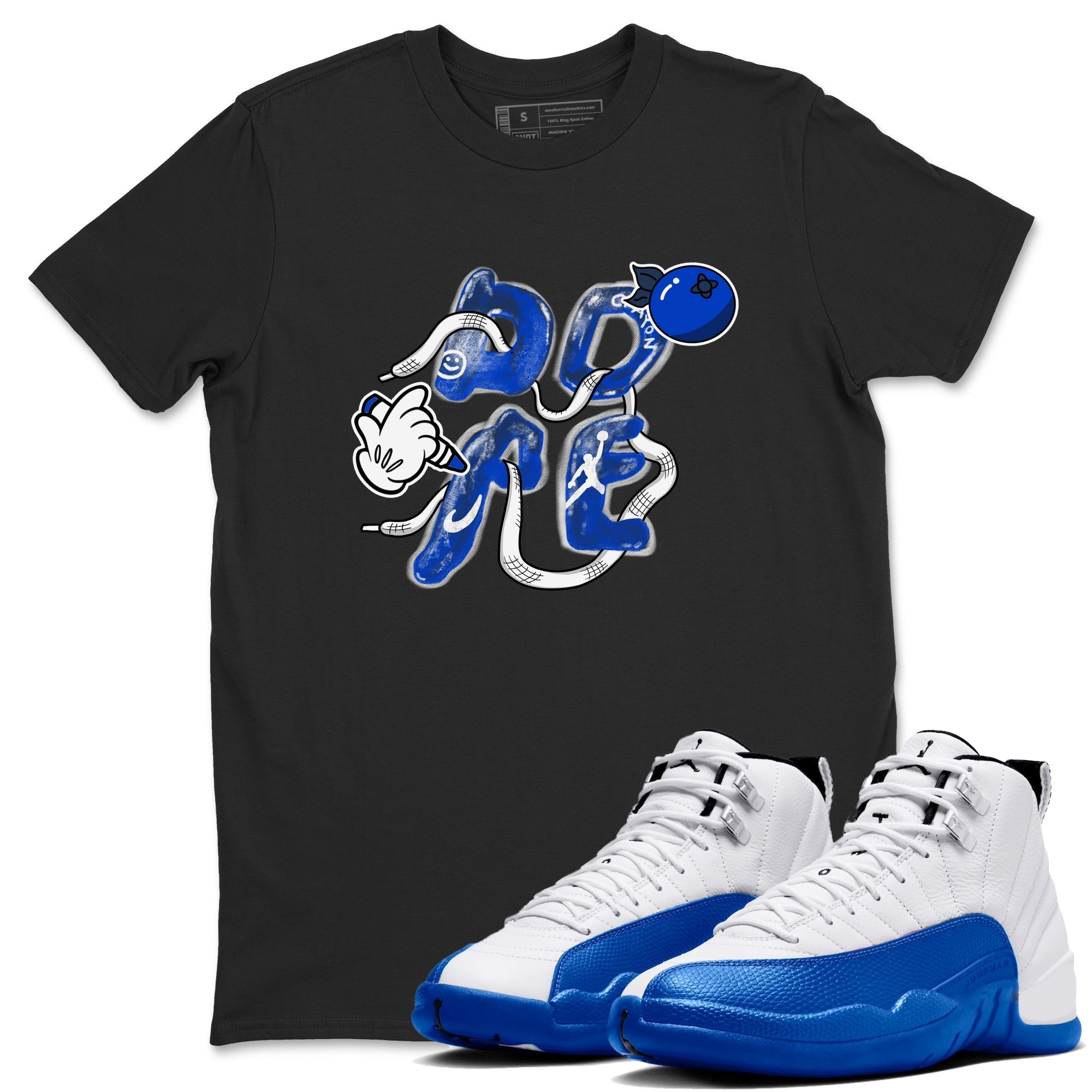 12s Blueberry shirts to match jordans Dope sneaker match tees Air Jordan 12 Blueberry Drip Gear Zone unisex cotton Black 1 crew neck shirts