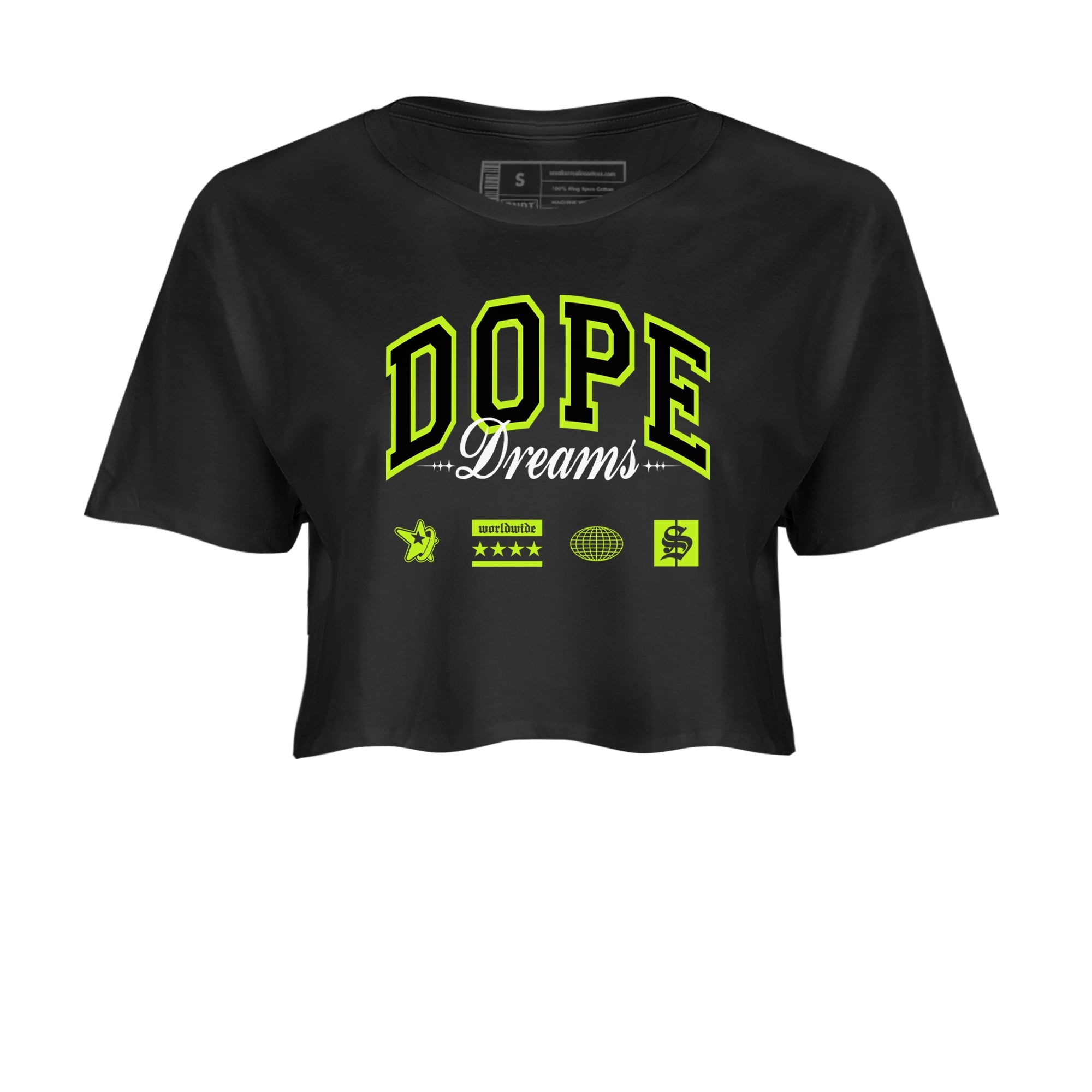 AF1 Volt shirts to match jordans Dope Dreams sneaker match tees Air Force 1 Volt match shoes to clothes Drip Gear Zone unisex cotton Black 2 crop tee