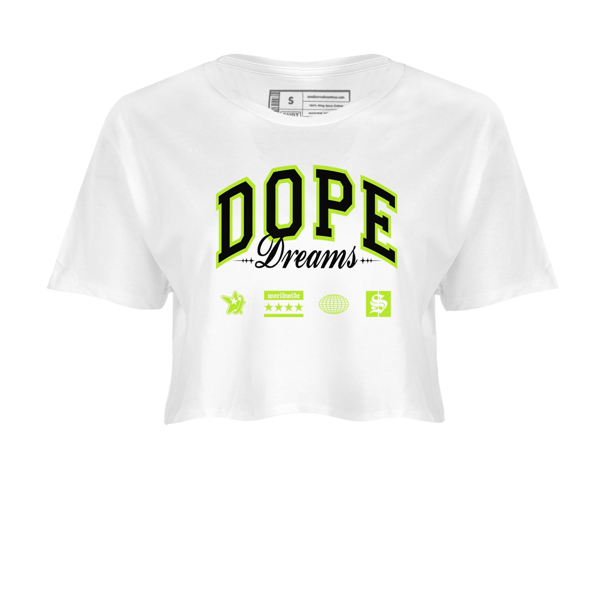 AF1 Volt shirts to match jordans Dope Dreams sneaker match tees Air Force 1 Volt match shoes to clothes Drip Gear Zone unisex cotton White 2 crop tee