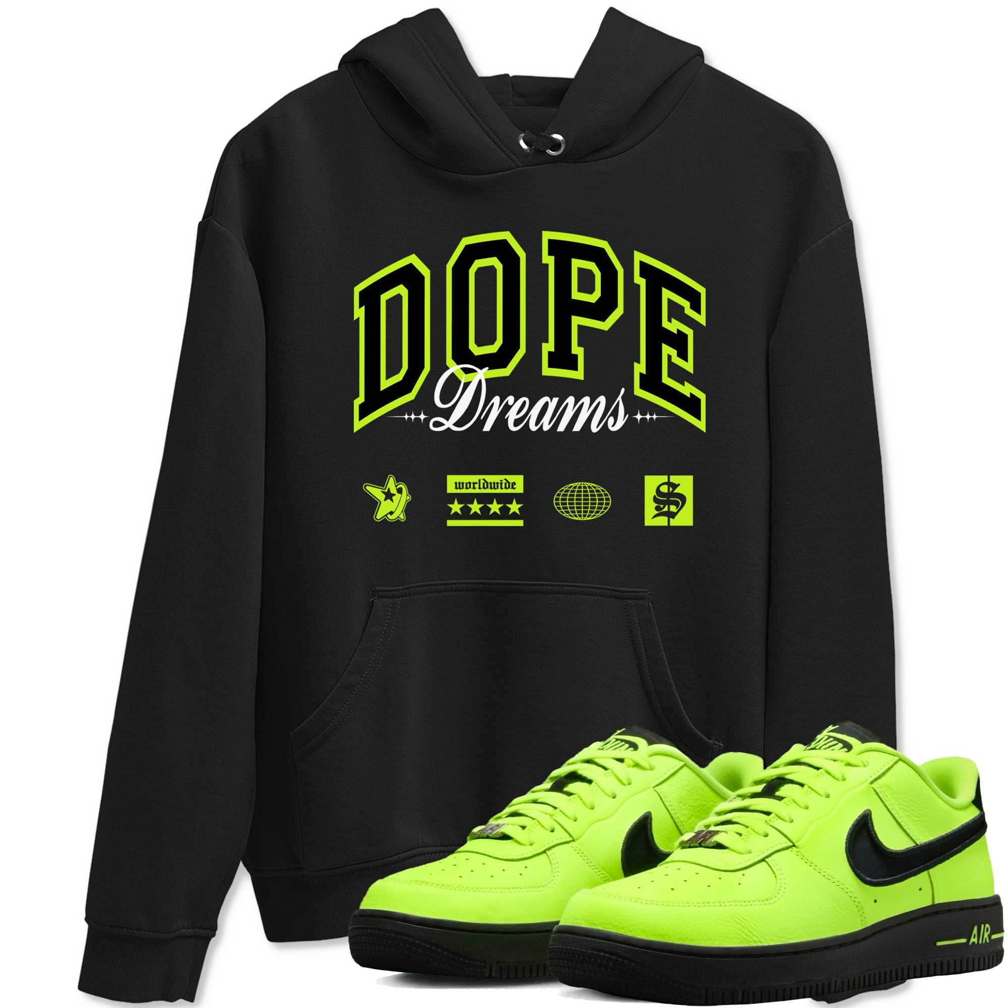 AF1 Volt shirts to match jordans Dope Dreams sneaker match tees Air Force 1 Volt match shoes to clothes Drip Gear Zone unisex cotton Black 1 shirts