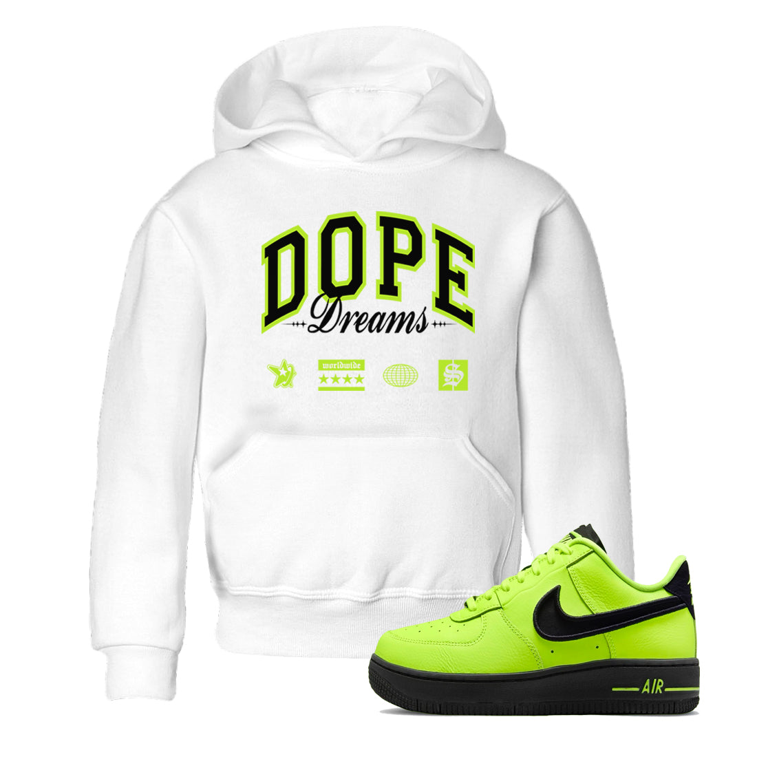 AF1 Volt shirts to match jordans Dope Dreams sneaker match tees Air Force 1 Volt match shoes to clothes Drip Gear Zone Youth Baby White 1 tee