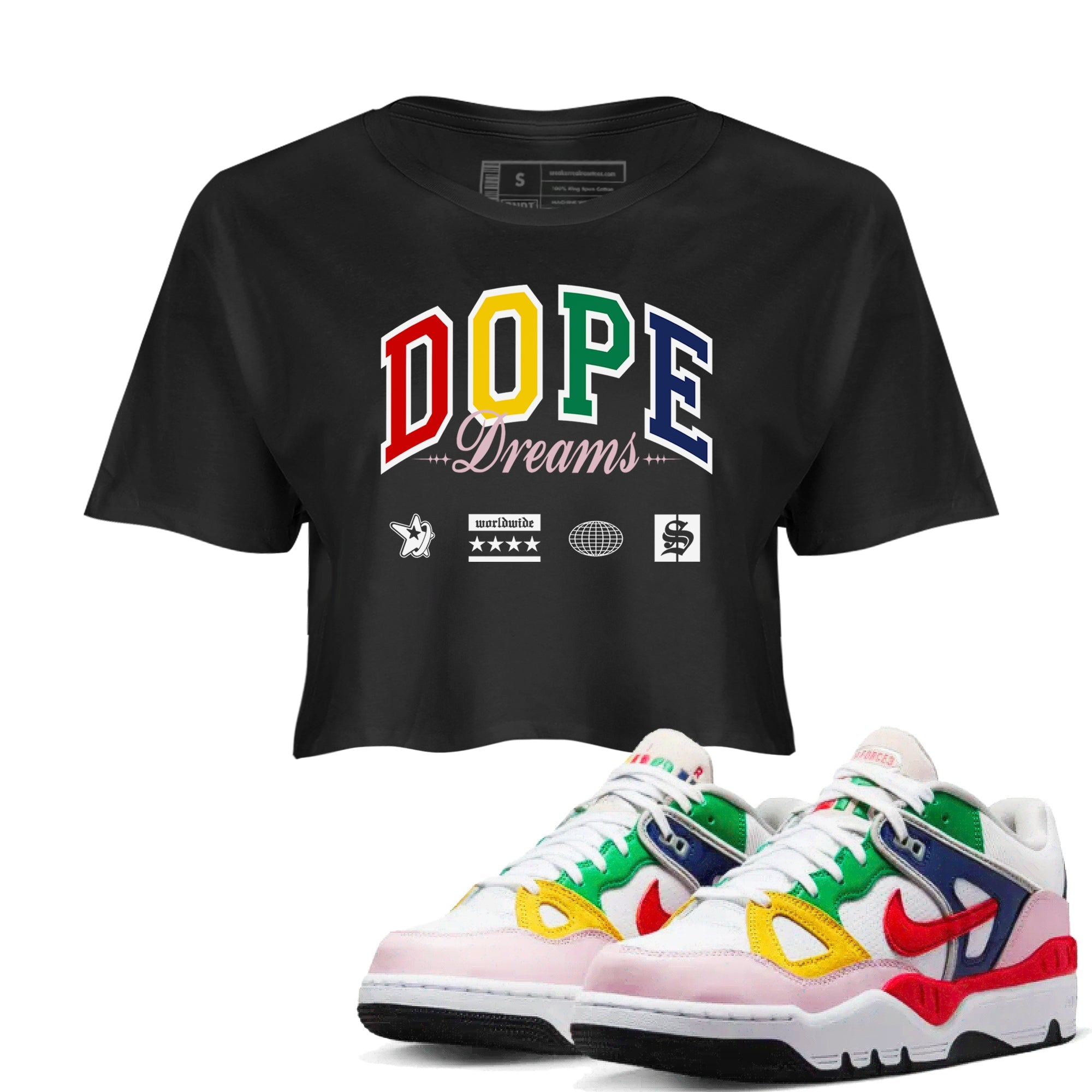 AF 3 Nigo shirtsto match jordans Dope Dreams sneaker match tees Air Force 3 Low x Nigo Blue Void and Tour Yellow match shoes to clothes Drip Gear Zone unisex cotton Black 1 crop tee