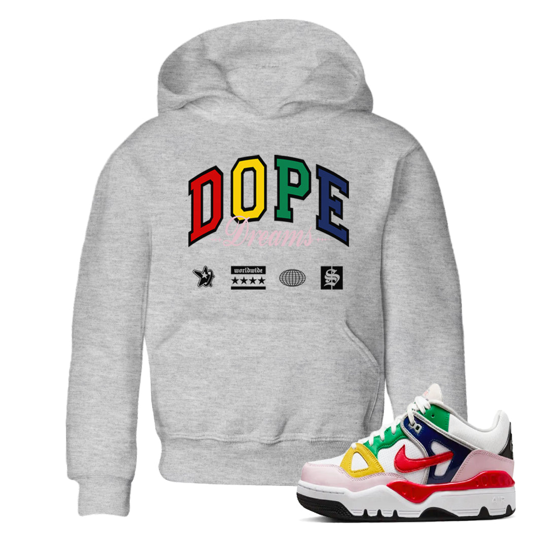 AF 3 Nigo shirtsto match jordans Dope Dreams sneaker match tees Air Force 3 Low x Nigo Blue Void and Tour Yellow match shoes to clothes Drip Gear Zone Youth Baby Heather Grey 1 tee