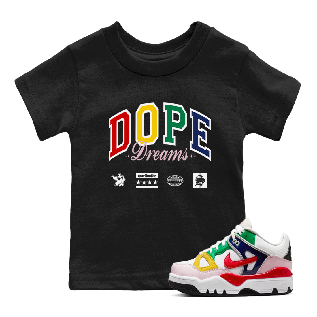 AF 3 Nigo shirtsto match jordans Dope Dreams sneaker match tees Air Force 3 Low x Nigo Blue Void and Tour Yellow match shoes to clothes Drip Gear Zone Youth Baby Black 1 tee