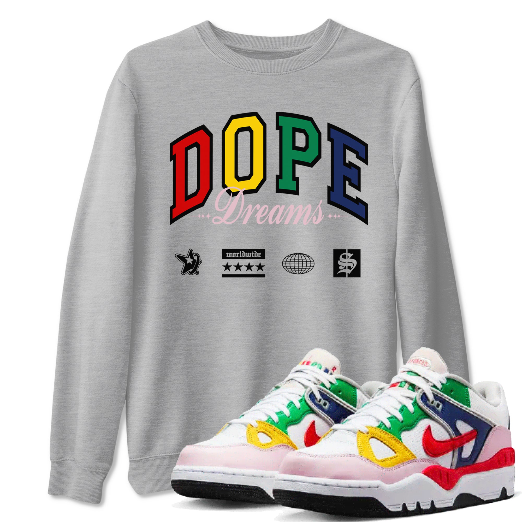 AF 3 Nigo shirtsto match jordans Dope Dreams sneaker match tees Air Force 3 Low x Nigo Blue Void and Tour Yellow match shoes to clothes Drip Gear Zone unisex cotton Heather Grey 1 shirts