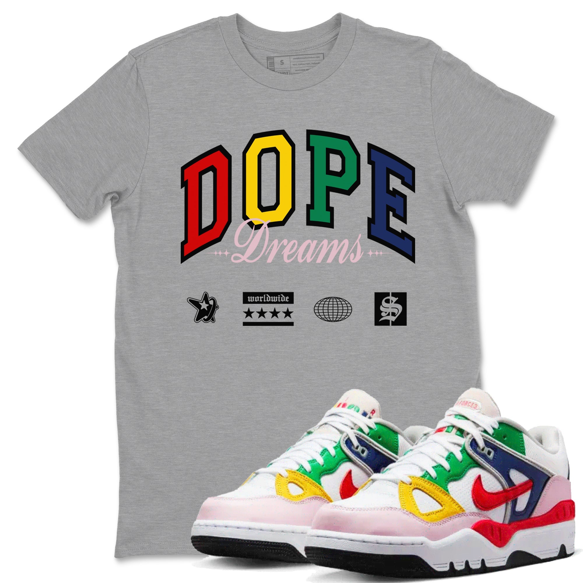 AF 3 Nigo shirtsto match jordans Dope Dreams sneaker match tees Air Force 3 Low x Nigo Blue Void and Tour Yellow match shoes to clothes Drip Gear Zone unisex cotton Heather Grey 1 shirts