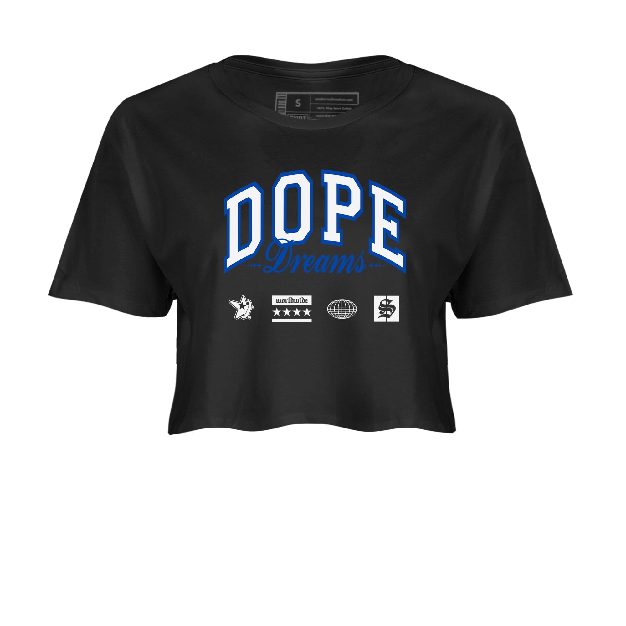 1s Game Royal shirts to match jordans Dope Dreams sneaker match tees Air Jordan 1 Game Royal Drip Gear Zone unisex cotton Black 2 Crop Shirts