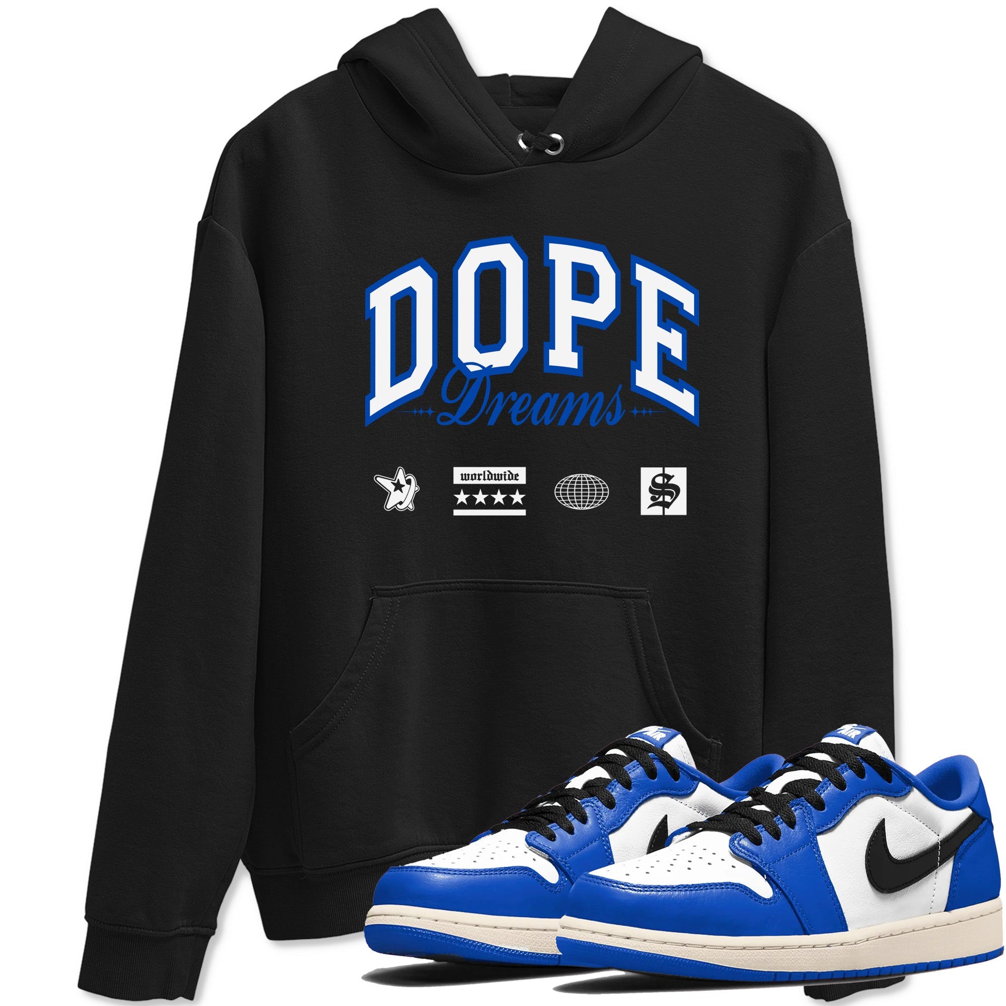 1s Game Royal shirts to match jordans Dope Dreams sneaker match tees Air Jordan 1 Game Royal Drip Gear Zone unisex cotton Black 1 crew neck shirts