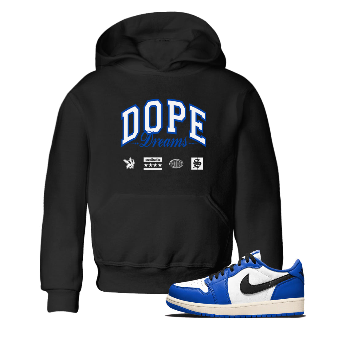 1s Game Royal shirts to match jordans Dope Dreams sneaker match tees Air Jordan 1 Game Royal Drip Gear Zone Youth Baby Black 1 crew neck shirts