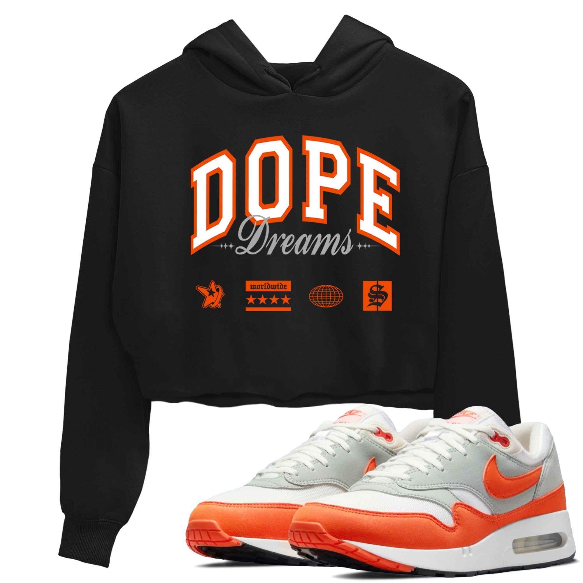 Air Max 1 OG '86 'Summit White and Cosmic Clay shirts to match jordans Dope Dreams sneaker match tees Air Max 1 Cosmic Clay match shoes to clothes Drip Gear Zone unisex cotton Black 1 crop tee