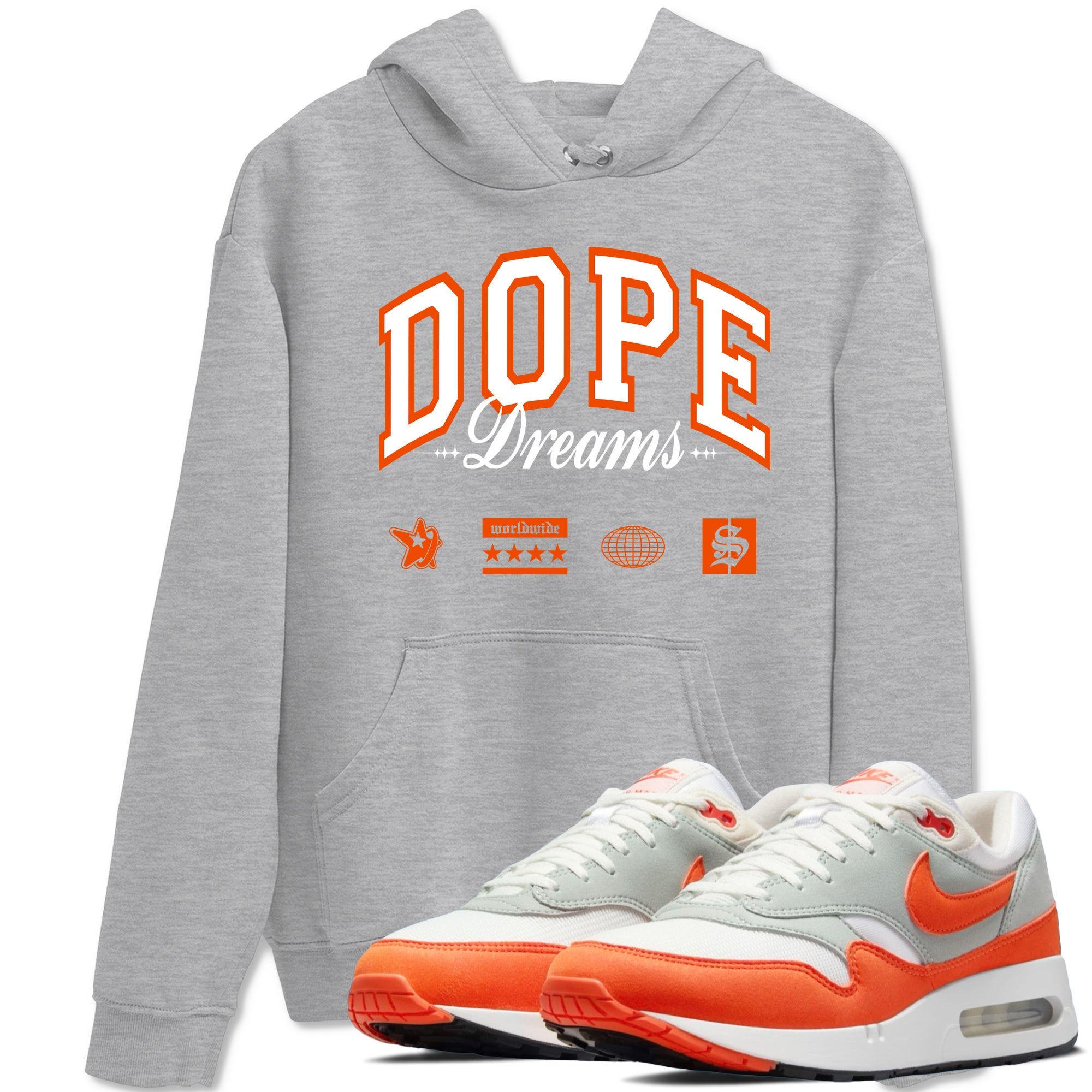 Air Max 1 OG '86 'Summit White and Cosmic Clay shirts to match jordans Dope Dreams sneaker match tees Air Max 1 Cosmic Clay match shoes to clothes Drip Gear Zone unisex cotton Heather Grey 1 shirts