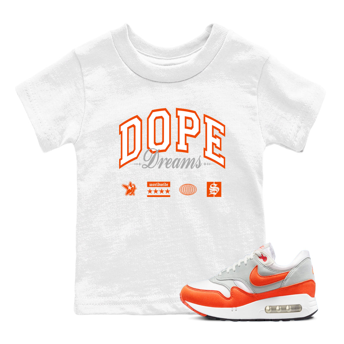 Air Max 1 OG '86 'Summit White and Cosmic Clay shirts to match jordans Dope Dreams sneaker match tees Air Max 1 Cosmic Clay match shoes to clothes Drip Gear Zone Youth Baby White 1 tee