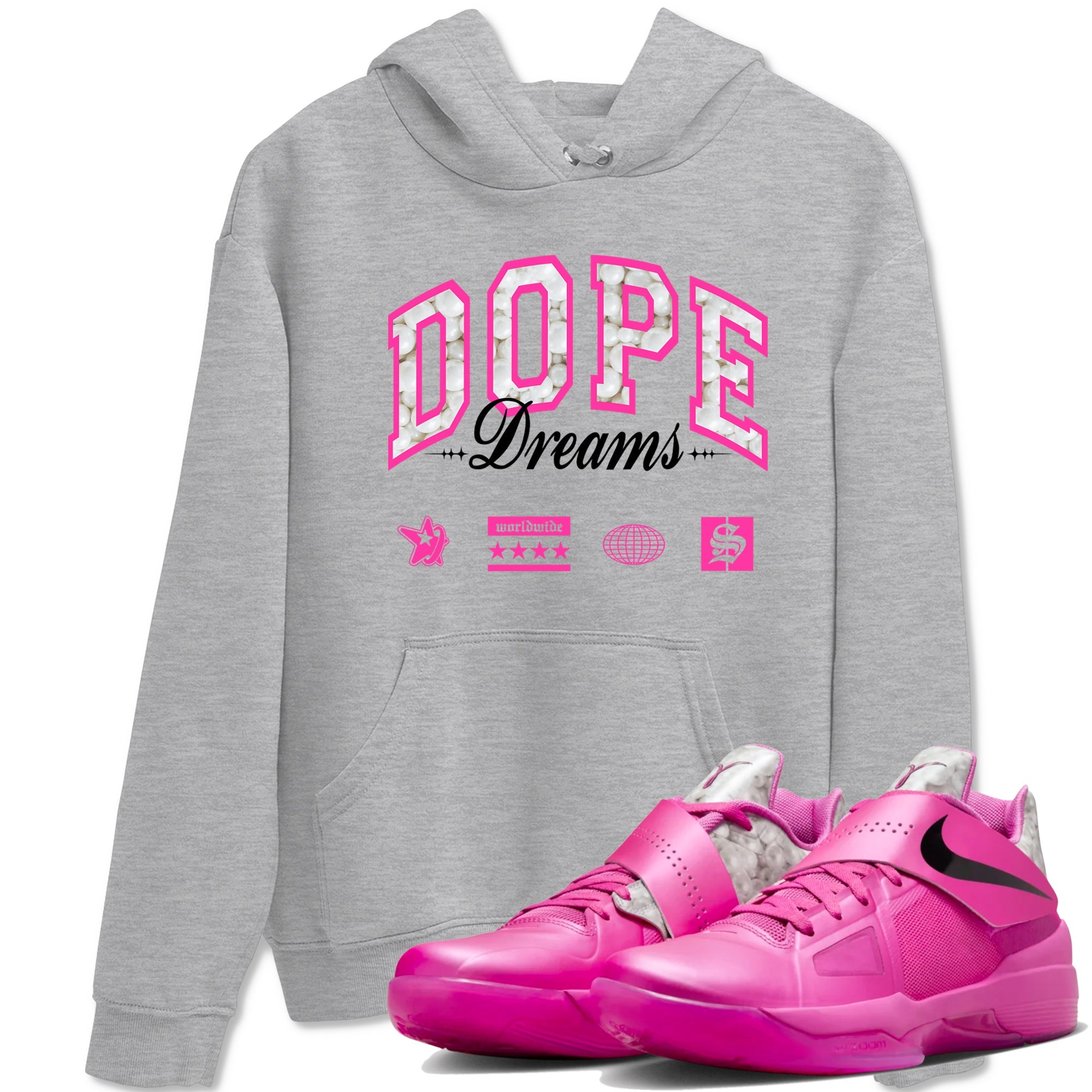 Nike KD 4 Retro Aunt Pearl shirts to match jordans Dope Dreams sneaker match tees Nike KD 4 Aunt Pearl match shoes to clothes Drip Gear Zone unisex cotton Heather Grey 1 shirts