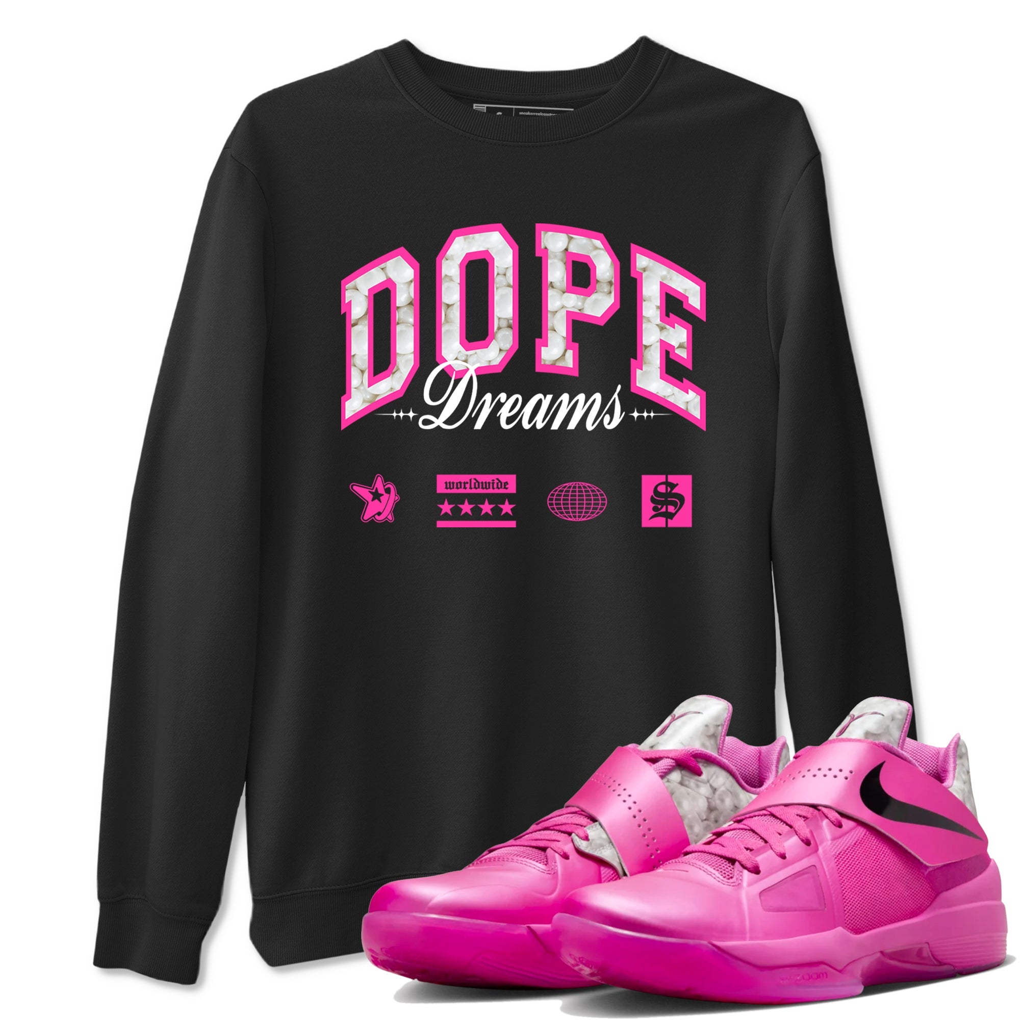 Nike KD 4 Retro Aunt Pearl shirts to match jordans Dope Dreams sneaker match tees Nike KD 4 Aunt Pearl match shoes to clothes Drip Gear Zone unisex cotton Black 1 shirts