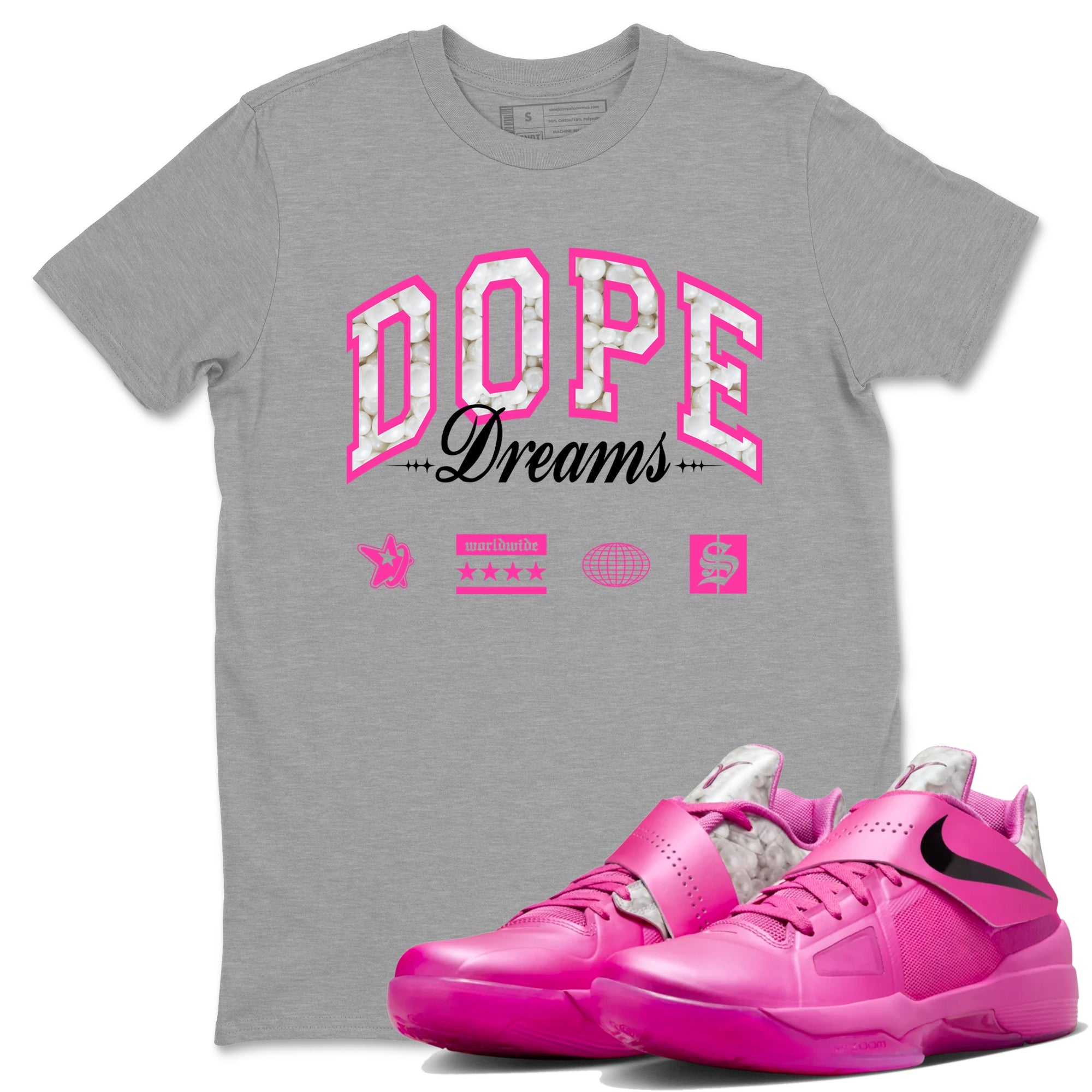 Nike KD 4 Retro Aunt Pearl shirts to match jordans Dope Dreams sneaker match tees Nike KD 4 Aunt Pearl match shoes to clothes Drip Gear Zone unisex cotton Heather Grey 1 shirts