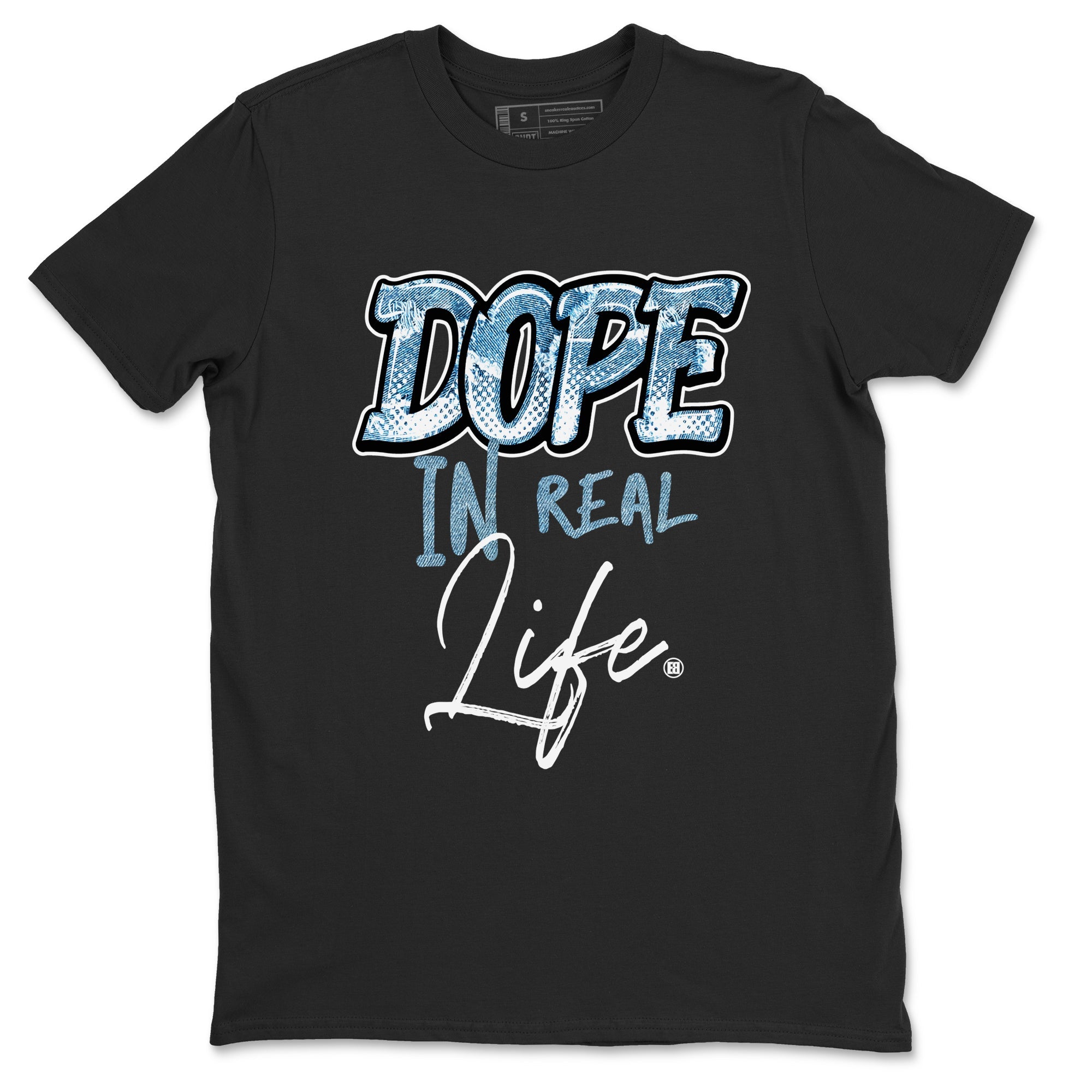 1s Denim shirts to match jordans Dope In Real Life sneaker match tees Air Jordan 1 Denim Drip Gear Zone streetwear brand Black 2 unisex cotton tee