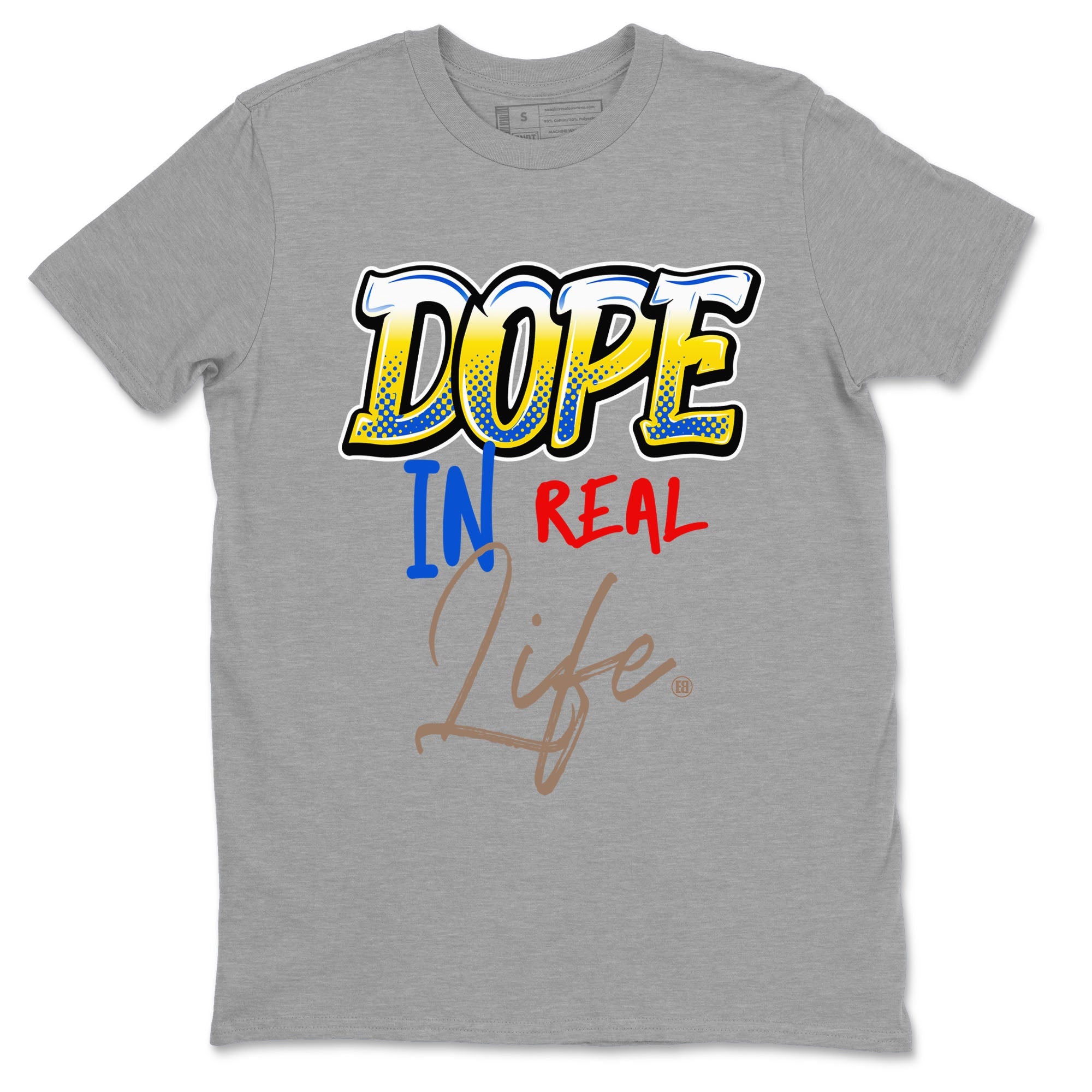 Air Jordan 1 Travis Scott Canary shirt to match jordans Dope In Real Life sneaker tees Air Jordan 1 Low x Travis Scott x Canary Drip Gear Zone unisex cotton Heather Grey 2 crew neck shirt