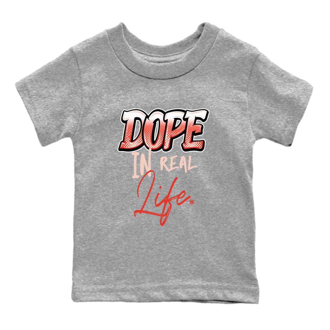 13s Dune Red shirts to match jordans Dope In Real Life sneaker match tees Air Jordan 13 Dune Red Drip Gear Zone streetwear brand Baby and Youth Heather Grey 2 cotton tee