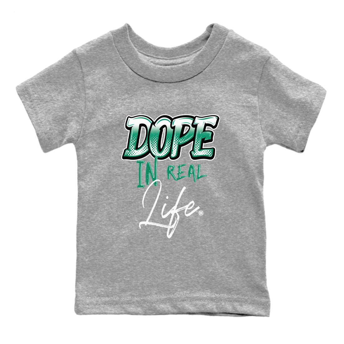 4s Oxidized Green shirts to match jordans Dope In Real Life sneaker match tees Air Jordan 4 Oxidized Green Drip Gear Zone streetwear brand Baby and Youth Heather Grey 2 cotton tee