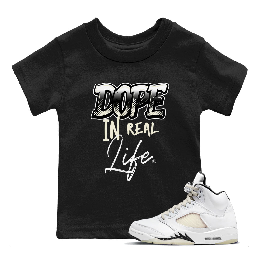 AJ5 Sail shirt to match jordans Dope In Real Life sneaker tees Air Jordan 5 Sail Drip Gear Zone baby toddler Black 1 cotton Shirt