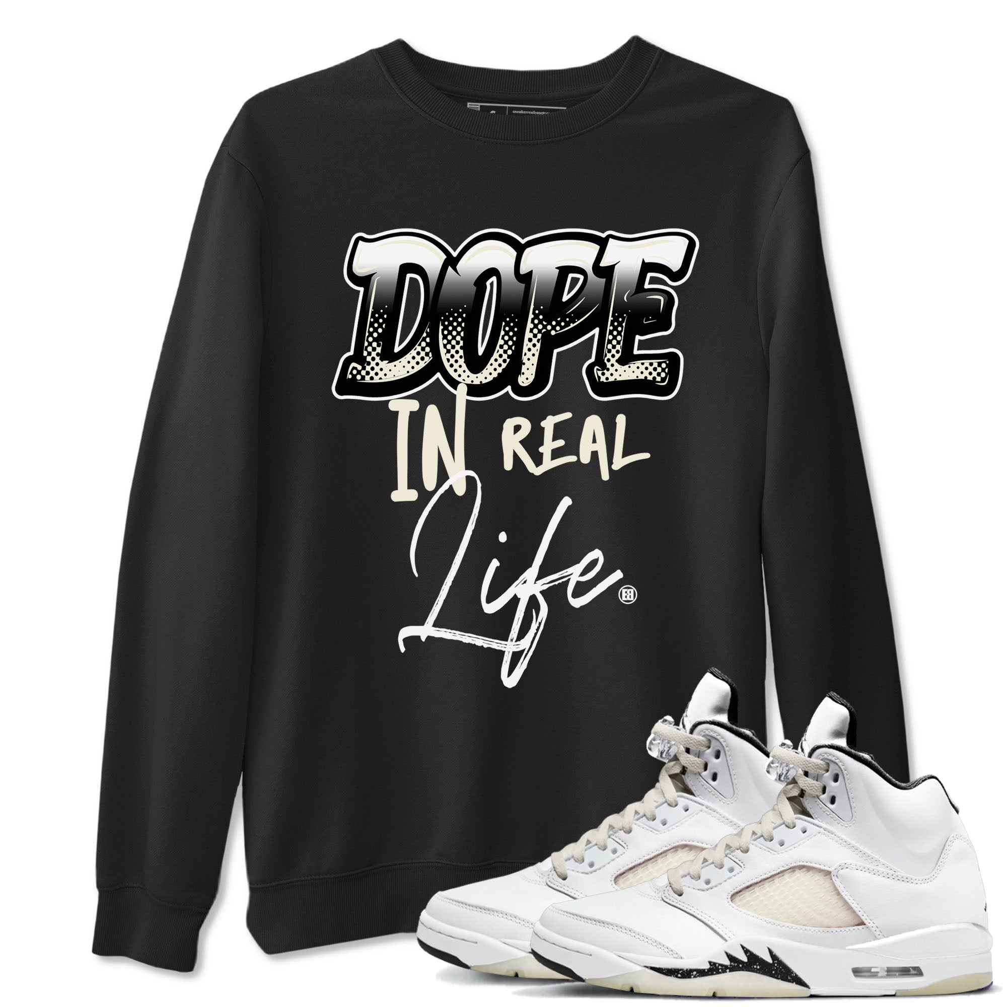 AJ5 Sail shirt to match jordans Dope In Real Life sneaker tees Air Jordan 5 Sail Drip Gear Zone unisex cotton Black 1 crew neck shirt