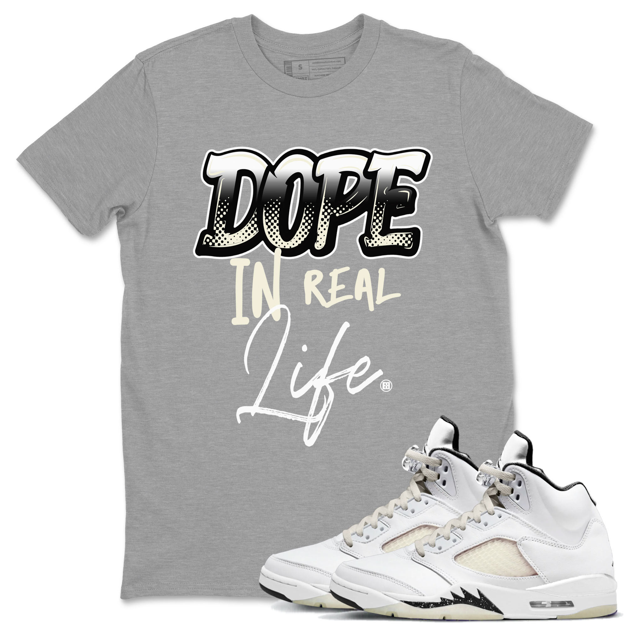 AJ5 Sail shirt to match jordans Dope In Real Life sneaker tees Air Jordan 5 Sail Drip Gear Zone unisex cotton Heather Grey 1 crew neck shirt