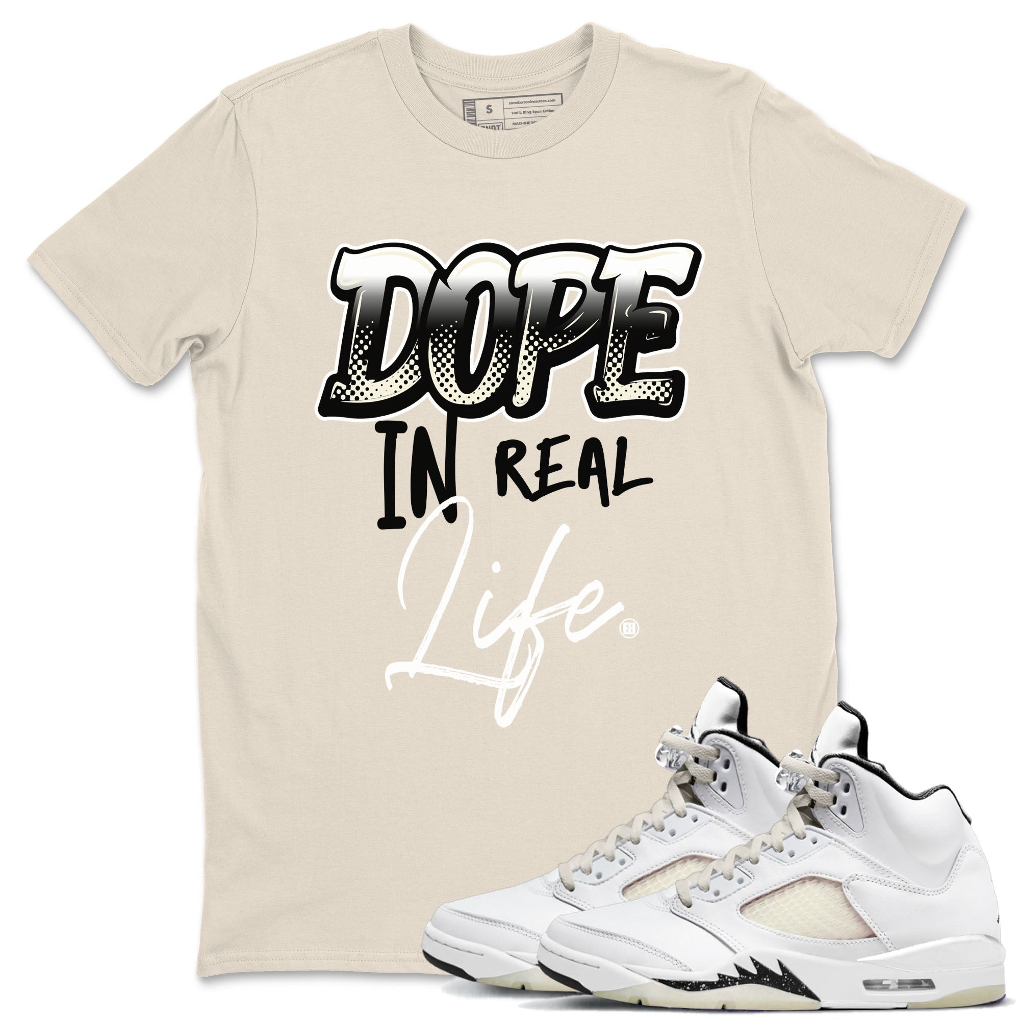 AJ5 Sail shirt to match jordans Dope In Real Life sneaker tees Air Jordan 5 Sail Drip Gear Zone unisex cotton Natural 1 crew neck shirt