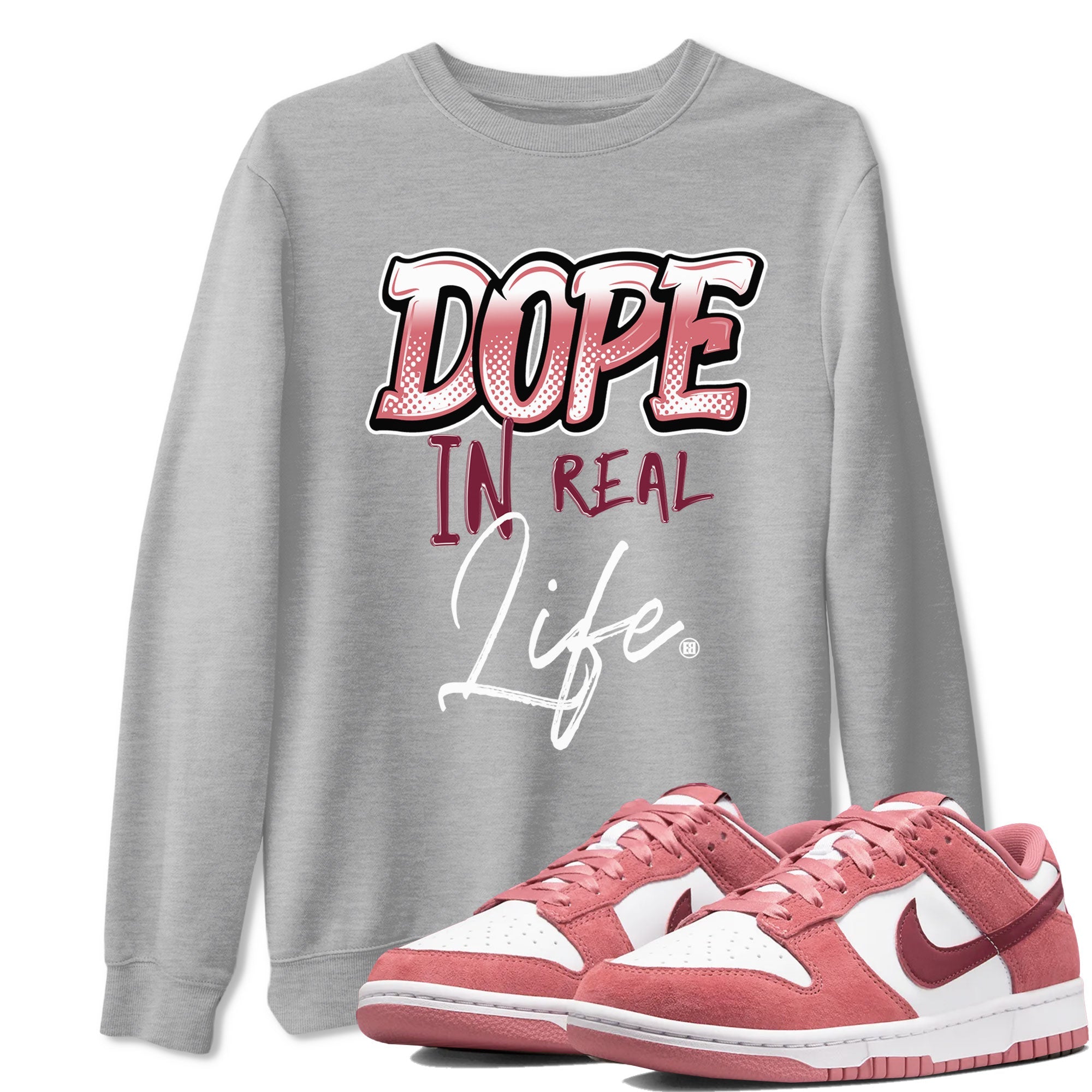 Dunk Low Valentine's Day shirt to match jordans Dope In Real Life sneaker tees Dunk Valentines Day 2024 Drip Gear Zone Casual Crew Neck T-Shirt Unisex Heather Grey 1 T-Shirt