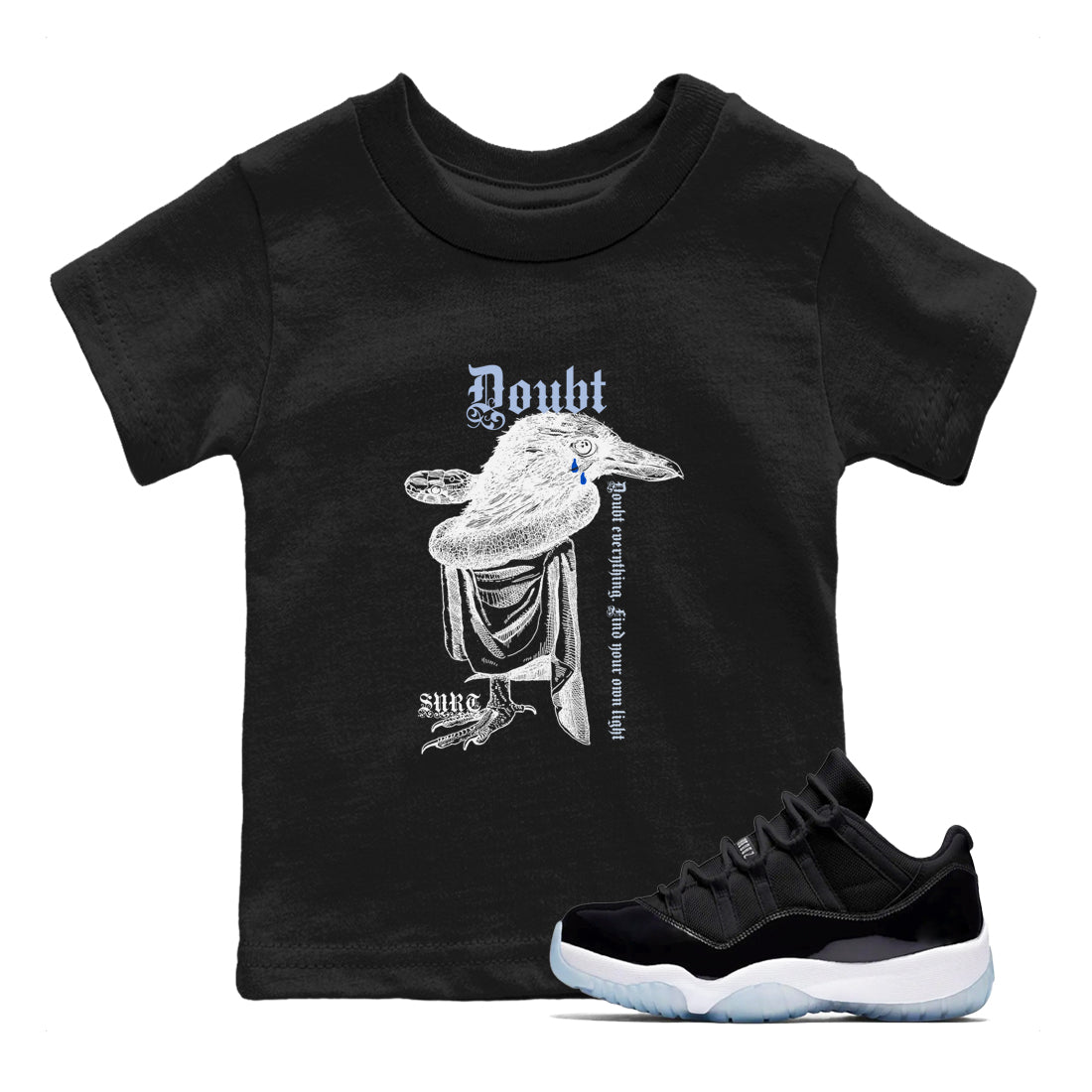 11s Low Space shirt to match jordans Doubt Everything sneaker tees Air Jordan 11 Low Space Drip Gear Zone baby toddler Black 1 cotton Shirt
