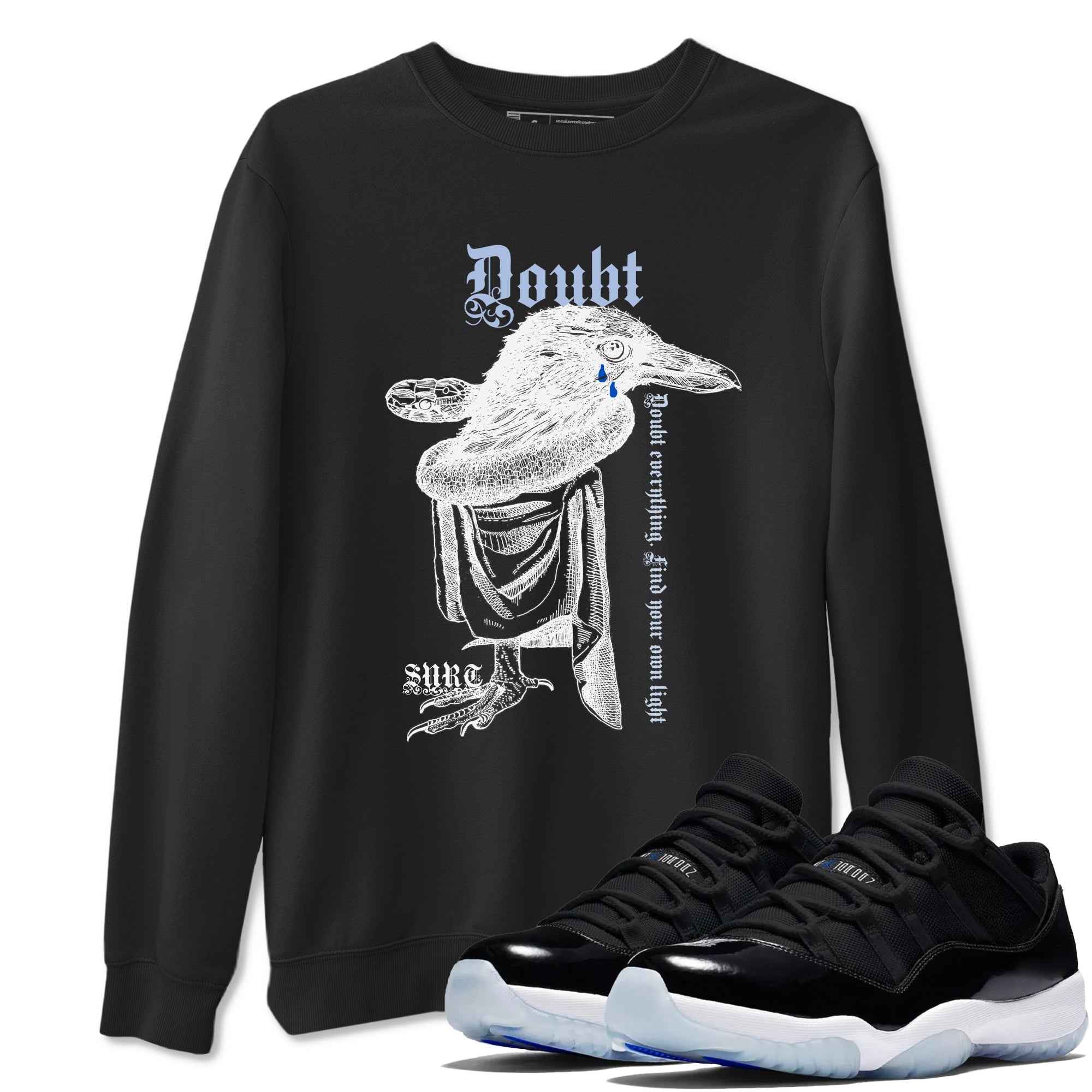 11s Low Space shirt to match jordans Doubt Everything sneaker tees Air Jordan 11 Low Space Drip Gear Zone unisex cotton Black 1 crew neck shirt