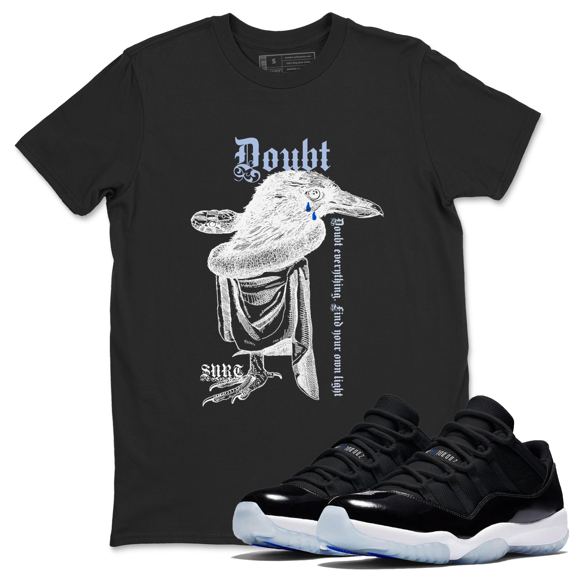 11s Low Space shirt to match jordans Doubt Everything sneaker tees Air Jordan 11 Low Space Drip Gear Zone unisex cotton Black 1 crew neck shirt